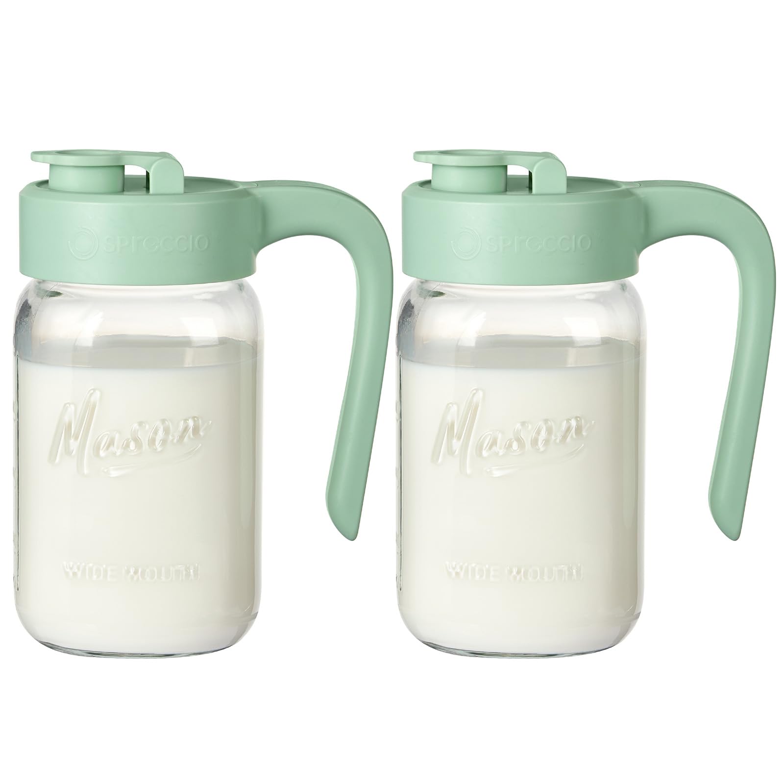 Mason Jar Pitcher - Airtight & Leakproof Glass Pitcher with Lid, Perfect for Breastmilk, Cold Brew, and Sun Tea, 2 Quart (64 oz) Mason Jar with Pour Spout Lid