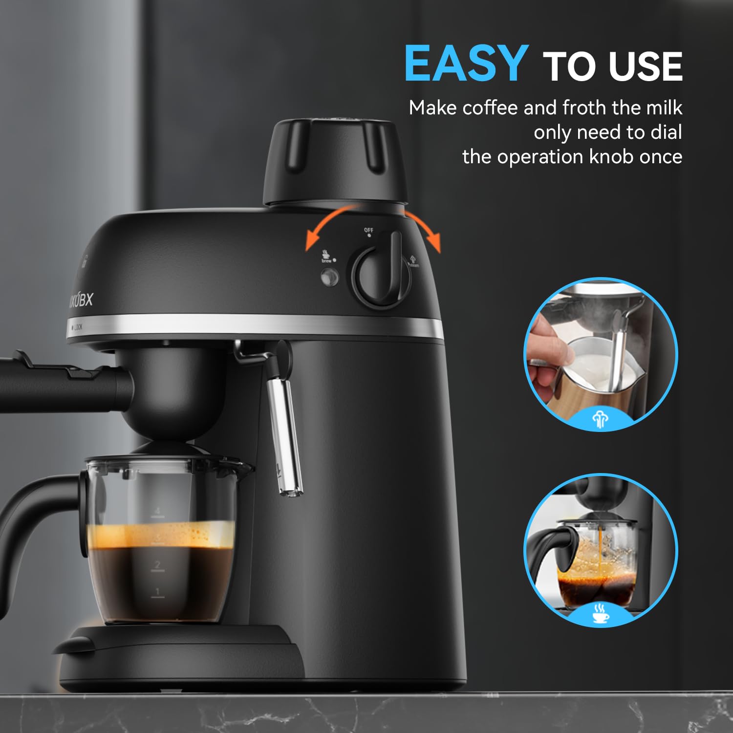 XIXUBX Coffee Machine, 3.5 Bar Espresso & Cappuccino Machine with Steam Wand, Compact Design Coffee Maker for Latte, Safety Lock & Tritan Cups, 800w, Black