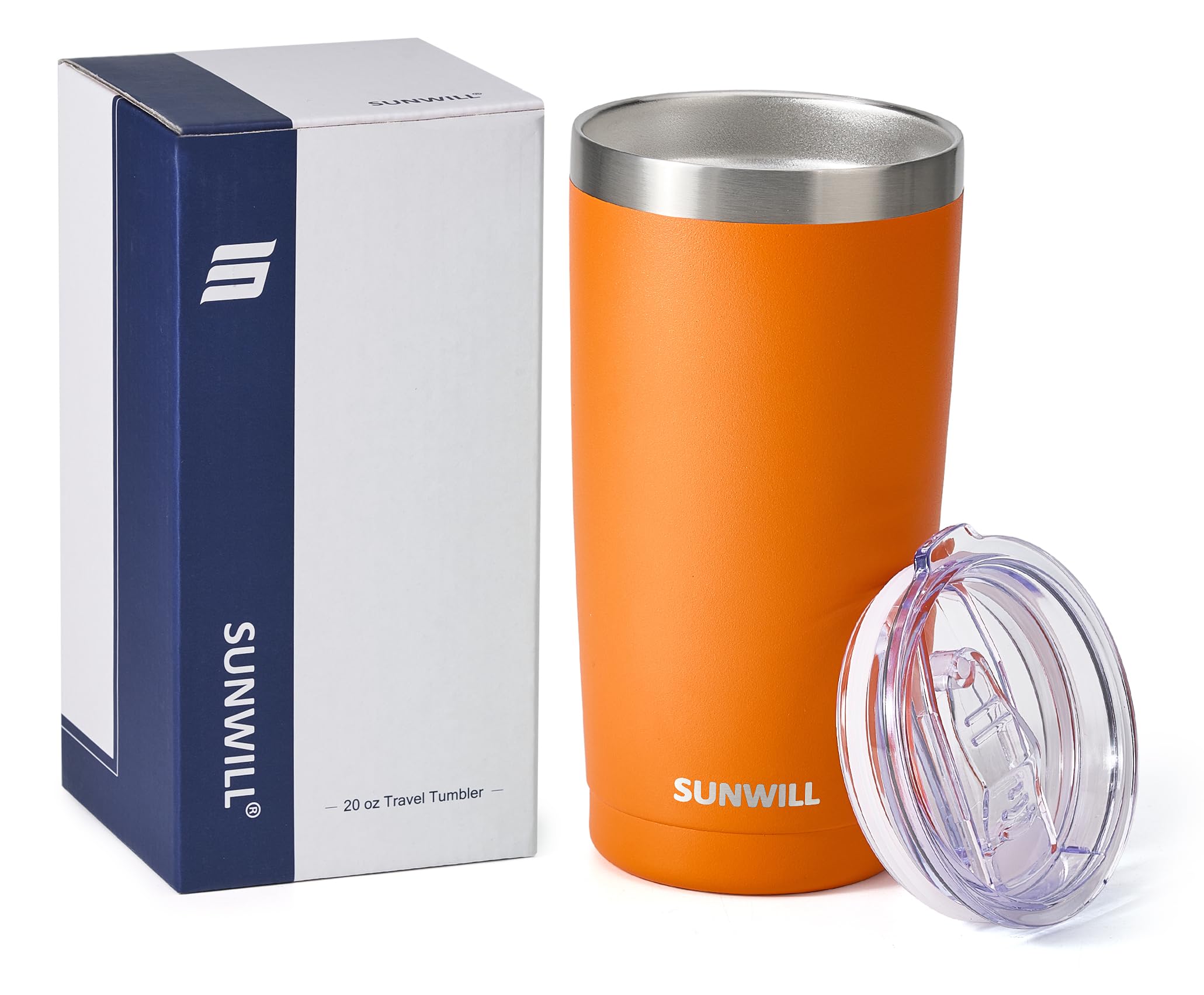 SUNWILL Travel Coffee Tumbler 20 oz, Insulated Mug with Lid, Stainless Steel Cup for Outdoor, Powder Coated Navy