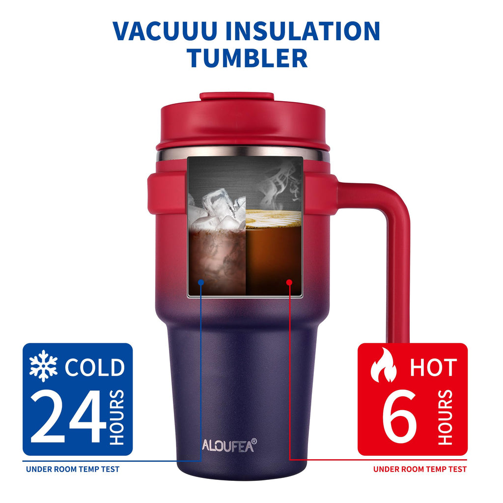 20 oz Insulated Coffee Mug Tumbler with Handle, Stainless Steel Travel Mug Tumbler with Lid and Straw,Double Wall Vacuum Leak Proof Ice Coffee Thermal Cup, Black
