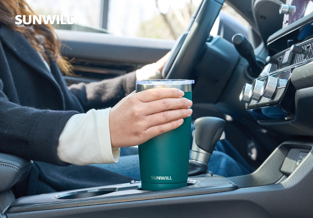 SUNWILL Travel Coffee Tumbler 20 oz, Insulated Mug with Lid, Stainless Steel Cup for Outdoor, Powder Coated Navy