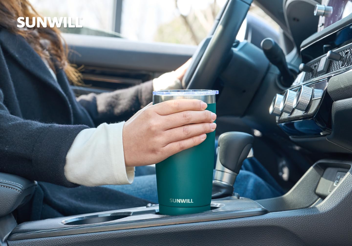 SUNWILL Travel Coffee Tumbler 20 oz, Insulated Mug with Lid, Stainless Steel Cup for Outdoor, Powder Coated Navy