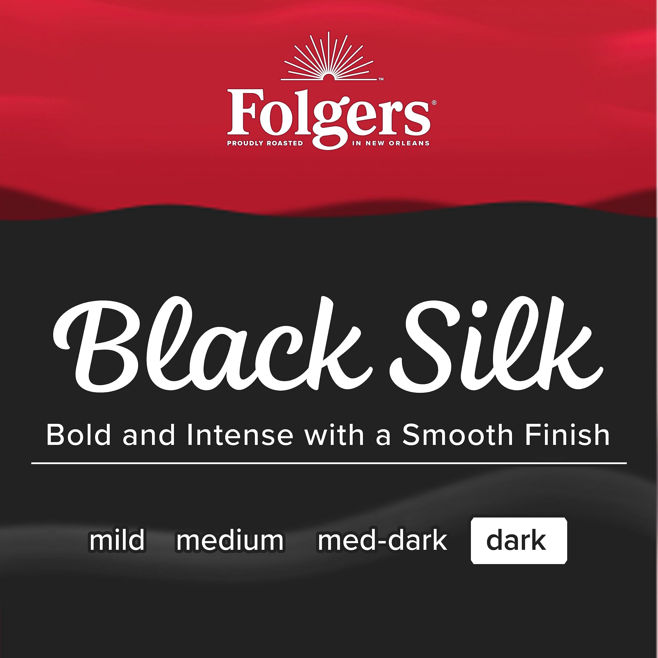 Folgers Black Silk, Dark Roast Coffee, Keurig K-Cup Pods, 12-Count Boxes (Pack of 6)
