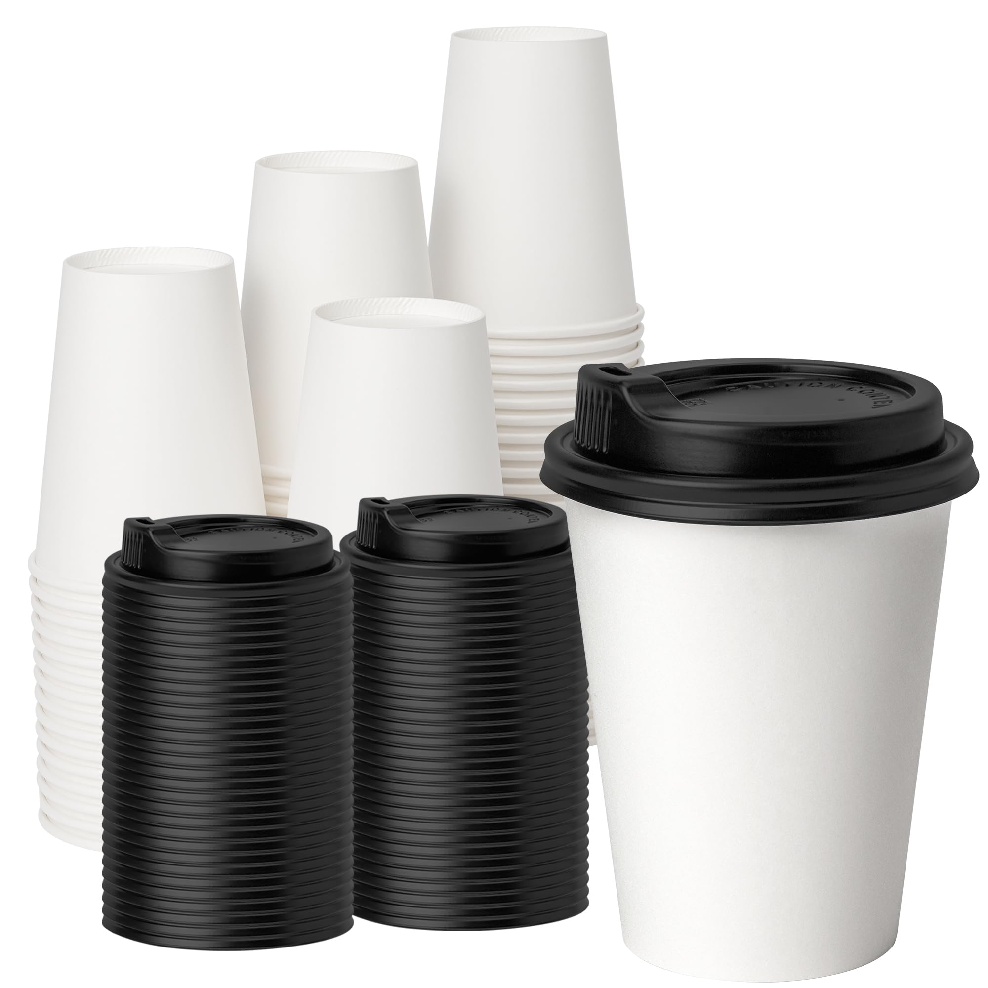 YEEHAW 100 Pack 16 oz Disposable Coffee Cups with Lids, Heat & Leak-proof Paper Cups, to Go Coffee Cups for Hot & Cold Beverage