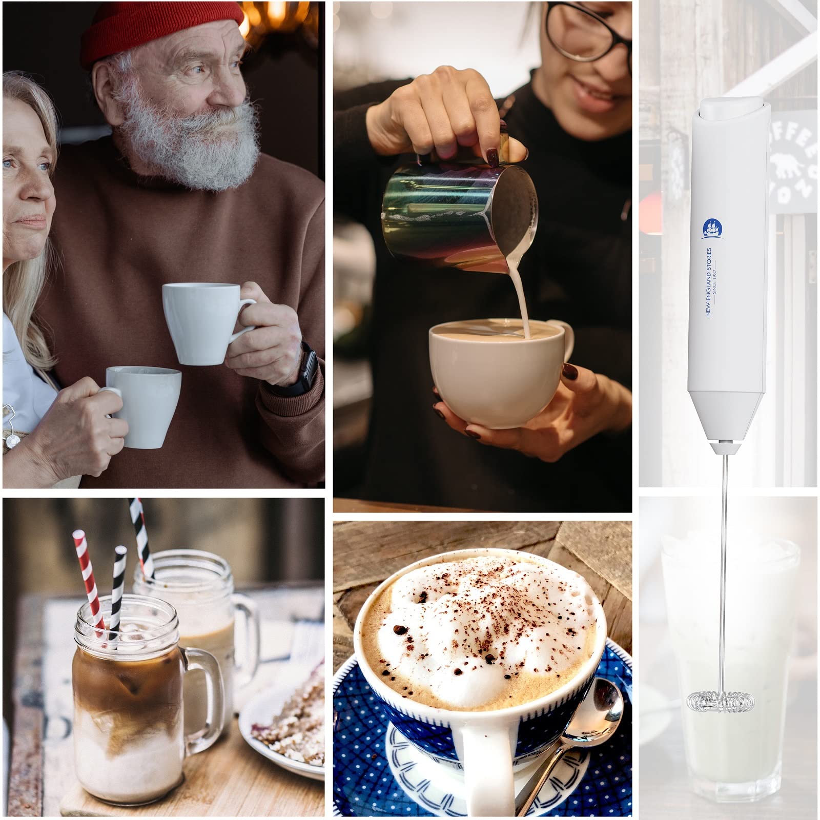 Powerful Milk Frother Handheld Foam Maker, Mini Whisk Drink Mixer for Coffee, Cappuccino, Latte, Matcha, Hot Chocolate, No Stand, Green