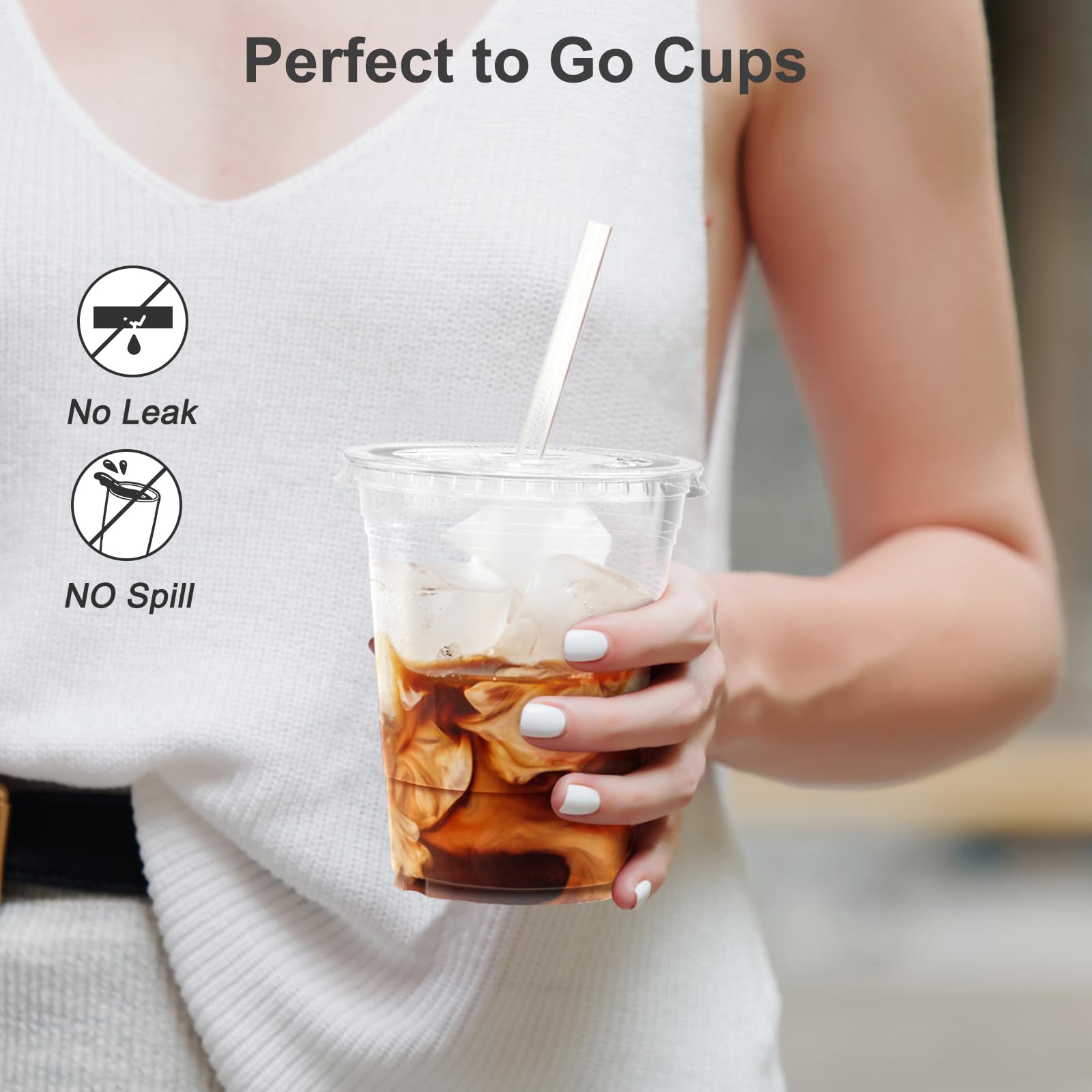 Dealusy 100 Pack - 20 oz Clear Plastic Cups with Lids and Straws, Sturdy & Food Safe Iced Coffee Cups with lids, Disposable Plastic Smoothie Cups for Cold Drinks