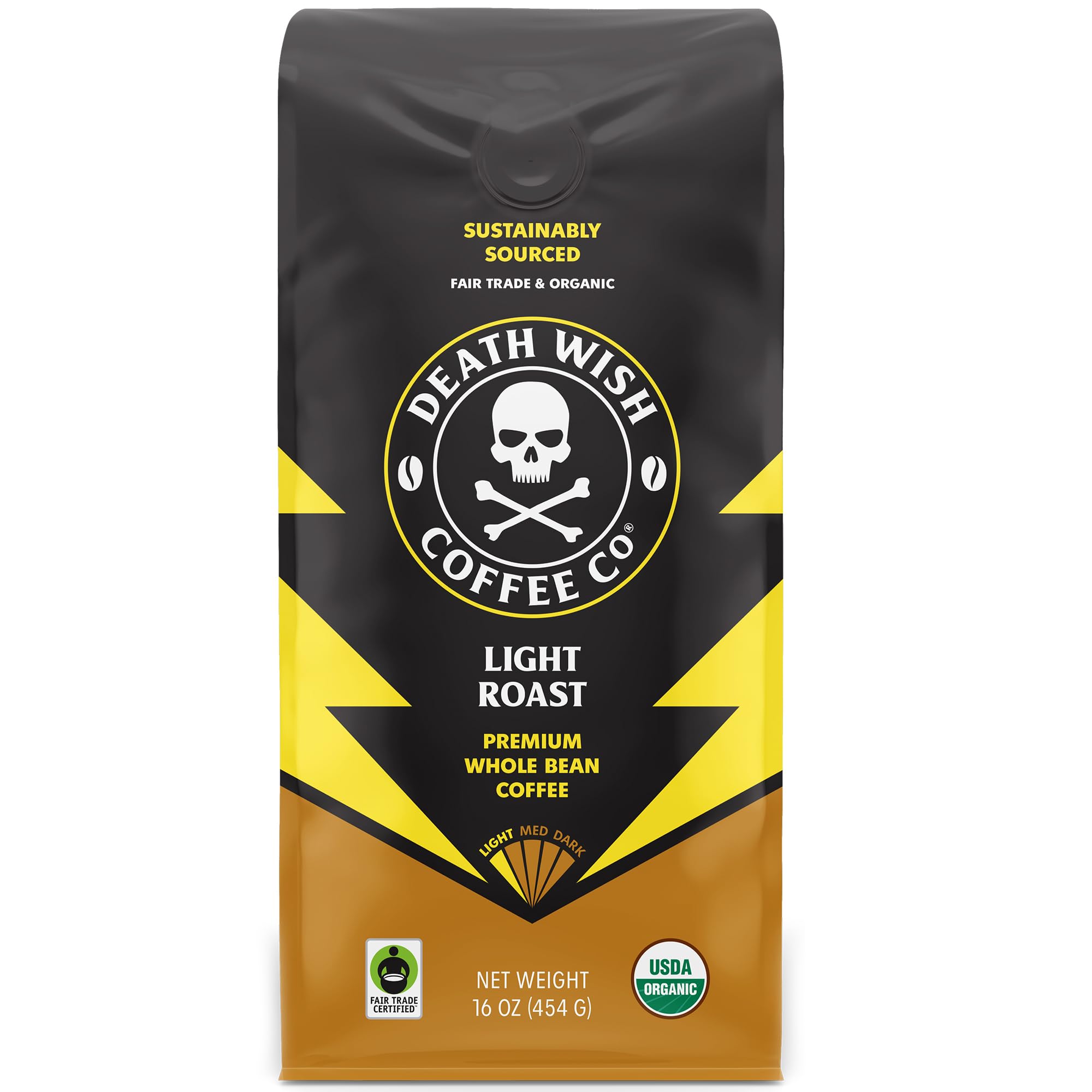 Death Wish Coffee, Valhalla Java Odinforce Blend Whole Bean, USDA Organic and Fair Trade, 12 oz (Pack of 1)