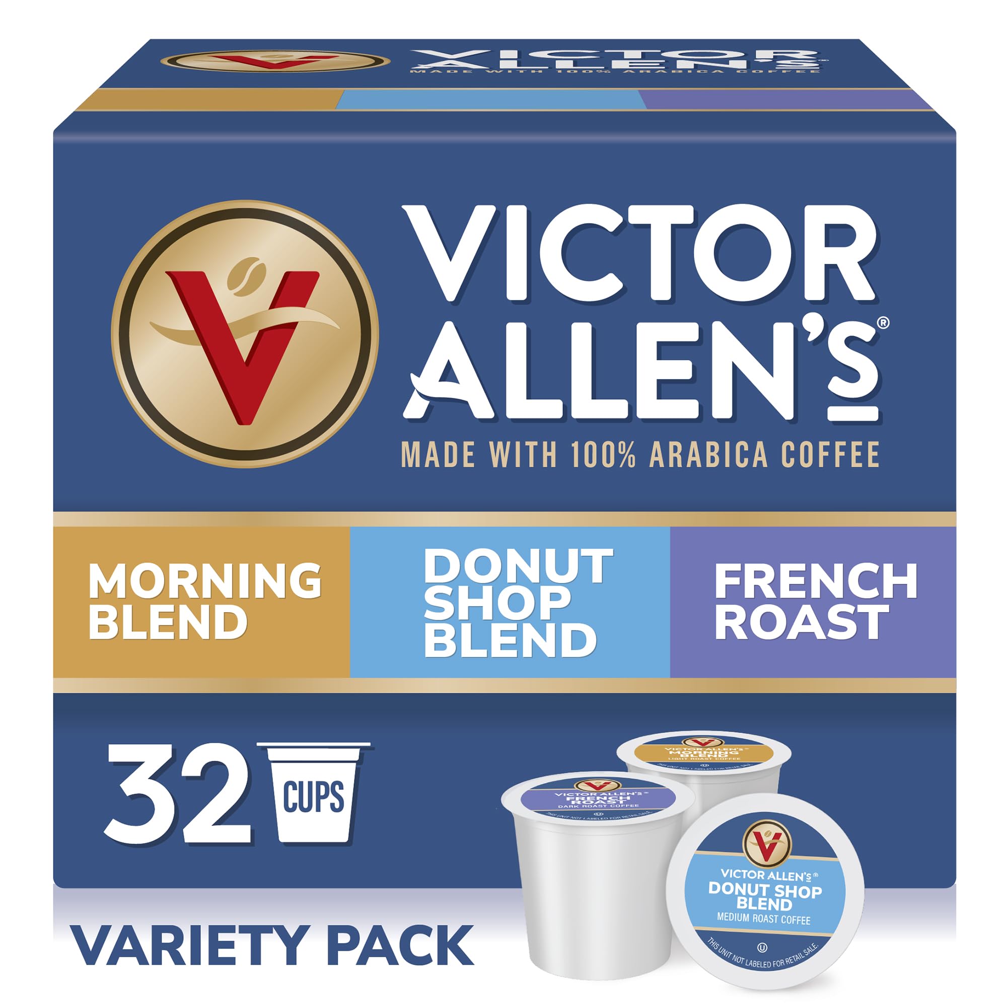 Victor Allen's Coffee Variety Pack (Morning Blend, 100% Colombian, Donut Shop Blend, French Roast), 42 Count, Single Serve Coffee Pods for Keurig K-Cup Brewers