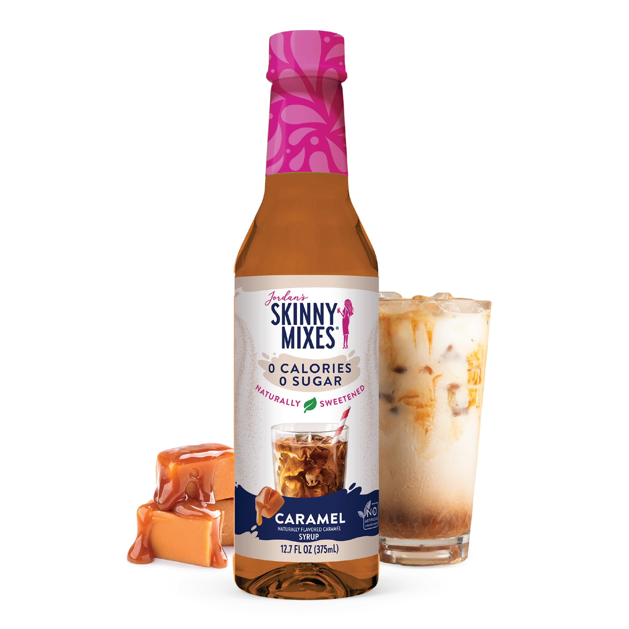 Jordan's Skinny Mixes Sugar Free Coffee Syrup, Cinnamon Dolce Coffee Flavoring Syrup, Naturally Sweetened Zero Calorie Drink Mix, Lattes, Baking or Protein Shake, Dairy & Gluten Free, 12.7 Fl Oz