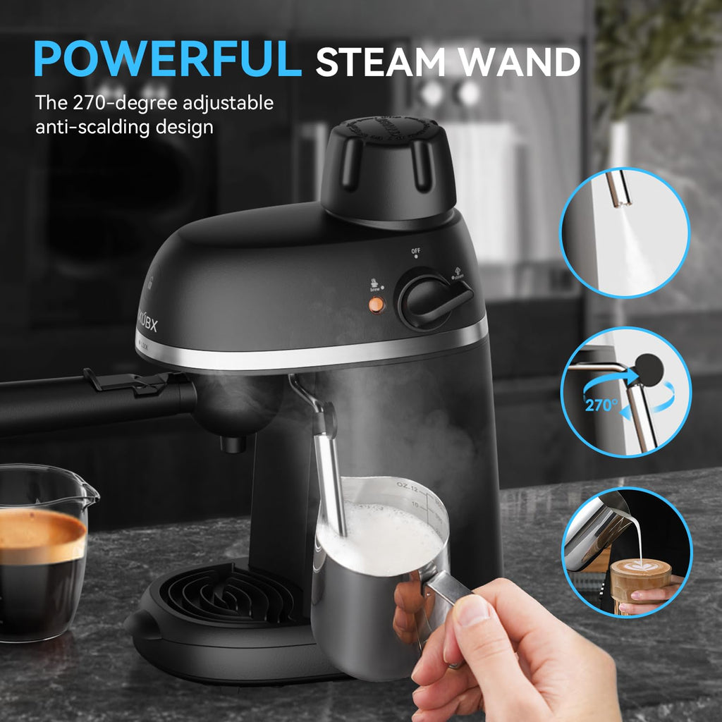 XIXUBX Coffee Machine, 3.5 Bar Espresso & Cappuccino Machine with Steam Wand, Compact Design Coffee Maker for Latte, Safety Lock & Tritan Cups, 800w, Black