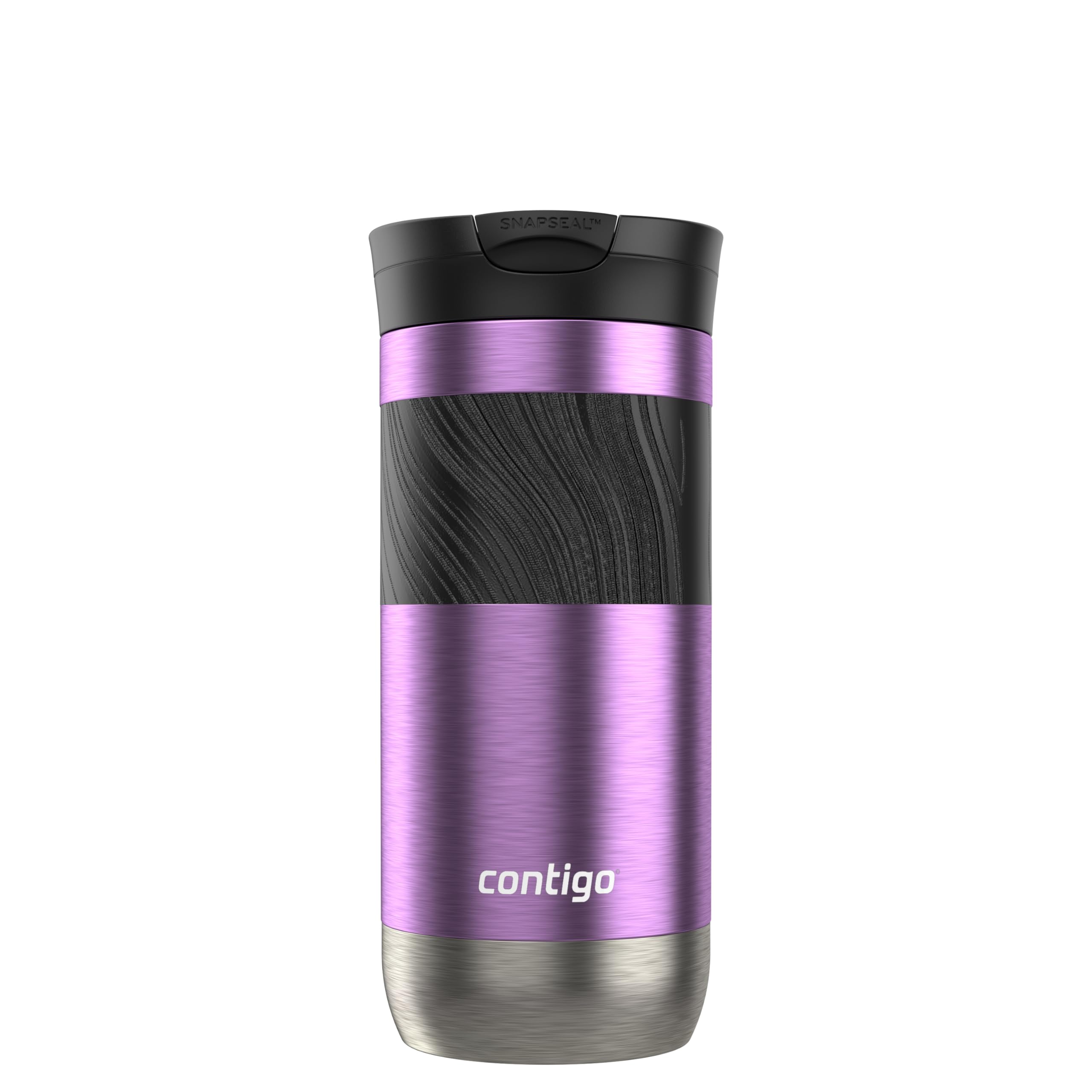 Contigo Byron Vacuum-Insulated Stainless Steel Travel Mug with Leak-Proof Lid Reusable Coffee Mug or Water Bottle BPA-Free 16oz Licorice Keeps Beverages Hot for 6 Hours or Cold for 12 Hours