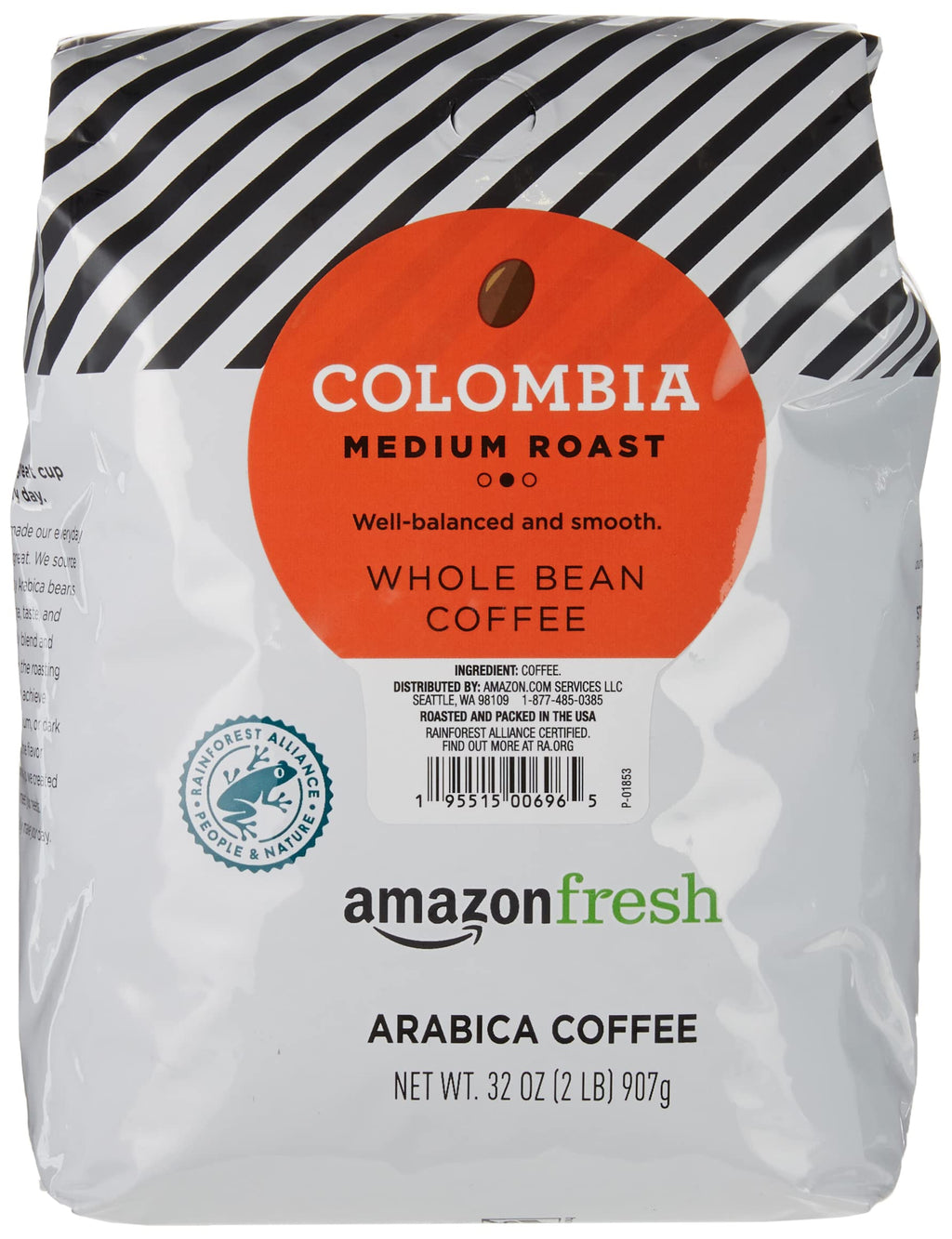 Amazon Fresh Colombia Whole Bean Coffee, Medium Roast, 12 Ounce