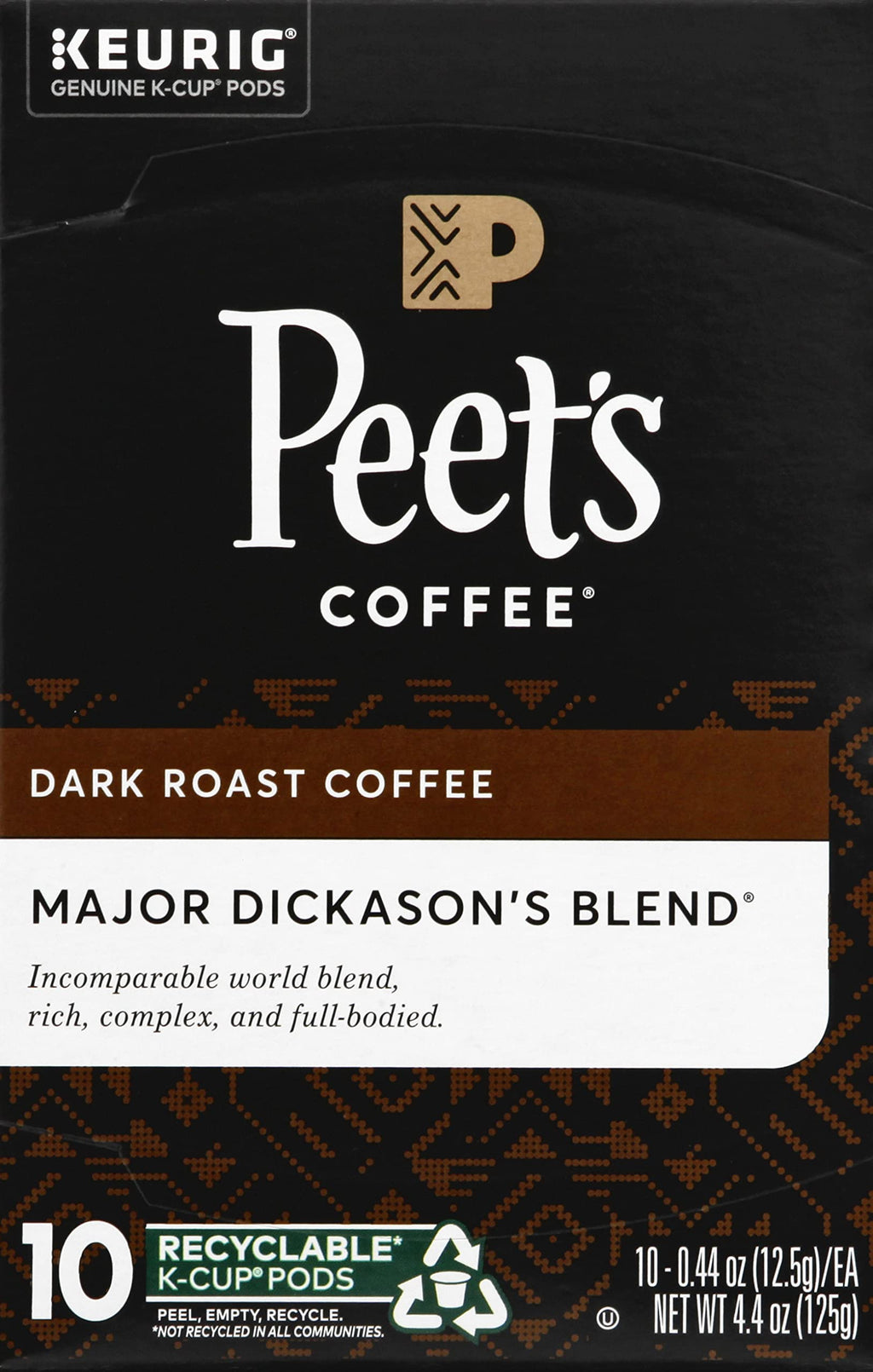 Peet's Coffee, Dark Roast Keurig K-Cup Pods, 100% Arabica Coffee - Major Dickason's Blend 75 Count (1 Box of 75 Pods)