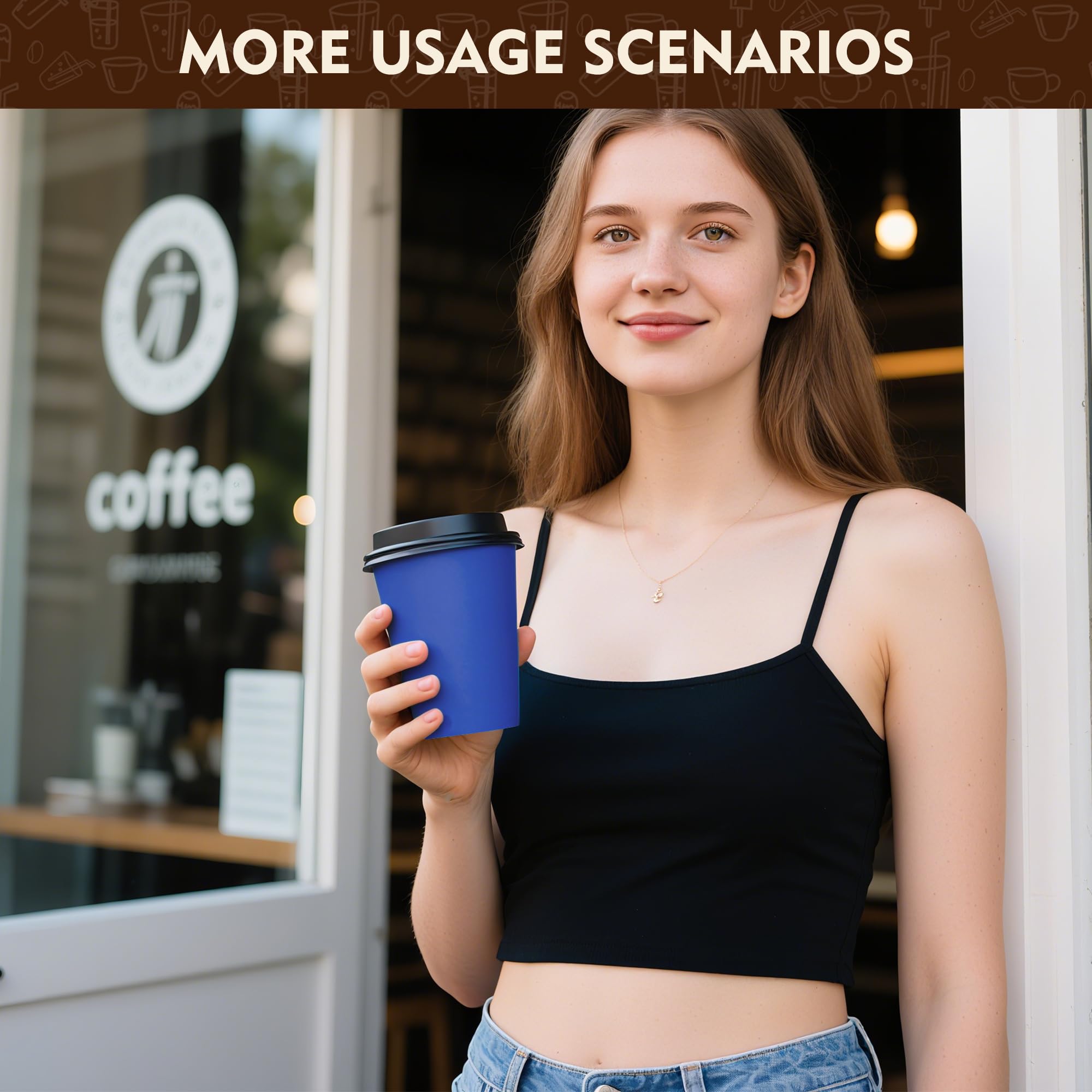 YEEHAW 100 Pack 16 oz Disposable Coffee Cups with Lids, Heat & Leak-proof Paper Cups, to Go Coffee Cups for Hot & Cold Beverage