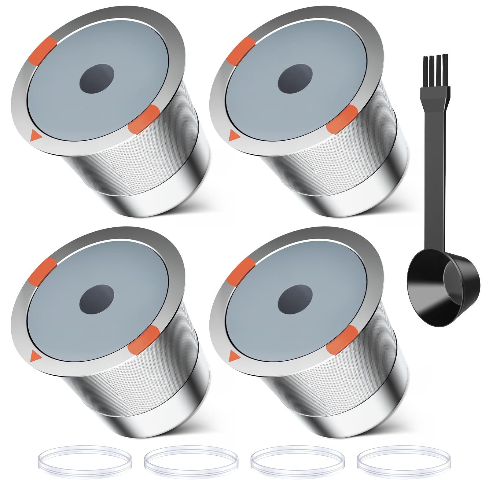 Noalto Reusable K Cups and Coffee Pods,Universal stainless steel k Cups for Keurig 2.0 and 1.0 Coffee Makers machine(2pack)