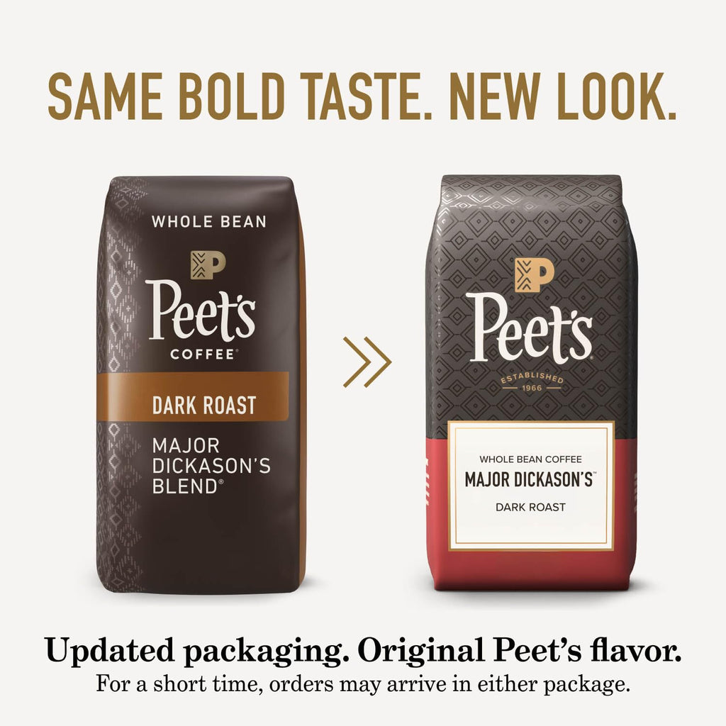 Peet's Coffee, Dark Roast Whole Bean Coffee, 100% Arabica Coffee - Major Dickason's Blend 18 Ounce Bag