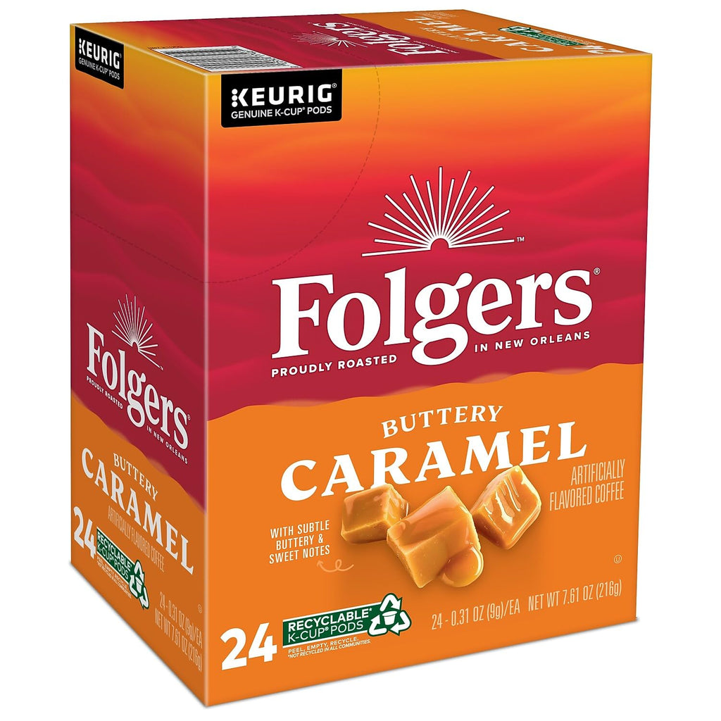 Folgers French Vanilla Artificially Flavored Coffee, Keurig K-Cup pods, 10 Count Box (Pack of 6)