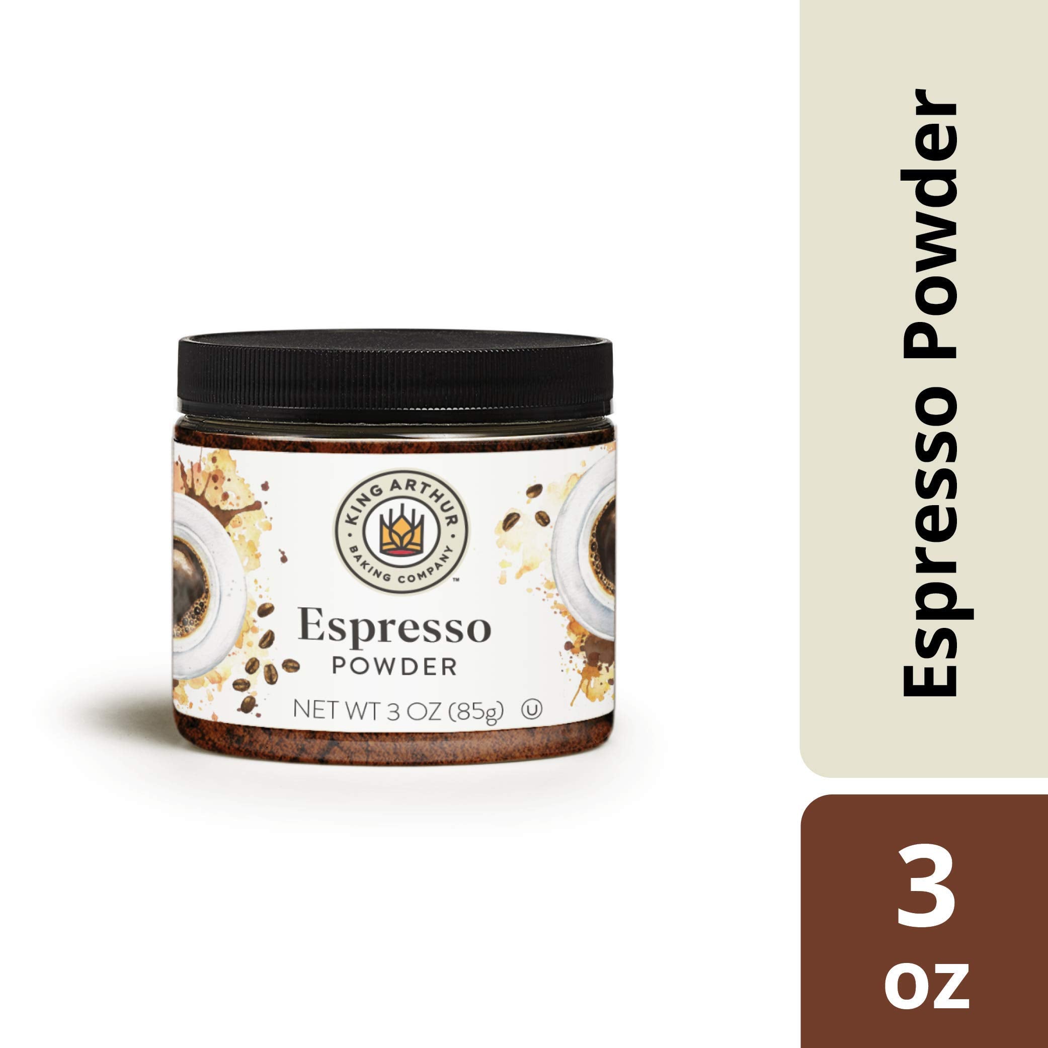 King Arthur Espresso Powder: Premium Baking Extract for Rich Chocolate Flavoring, 3 Oz Reusable Jar, Kosher Certified - Enhance Your Desserts with Instant Coffee Intensity