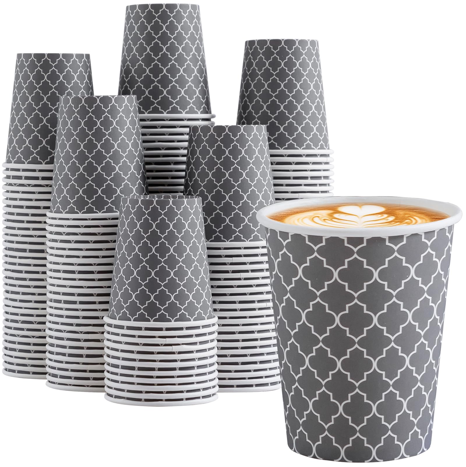 Lamosi Coffee Cups 12 oz 180 Pack, Disposable Paper Coffee Cups, Disposable Cups,12 oz Hot Cup,12oz Paper Insulated Cup for Cold Hot Drinks (No Lids)