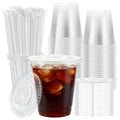 Lamosi 100 Pack 20 oz Clear Plastic Cups with Lids and Straws, Disposable Iced Coffee Cups with Lids for To-Go Cold Drinks, Smoothies and Slushie