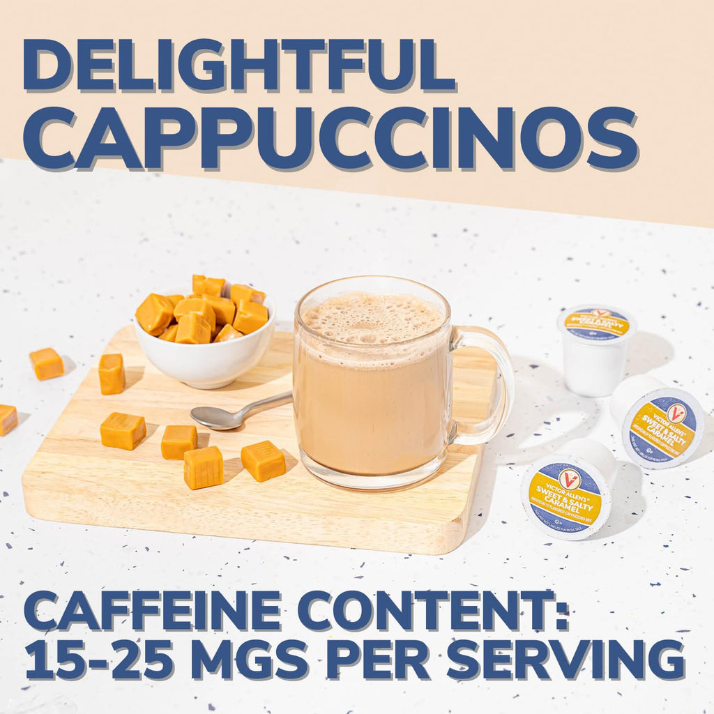 Victor Allen's Coffee White Chocolate Caramel Flavored Cappuccino, 42 Count, Single Serve Cups for Keurig K-Cup Brewers