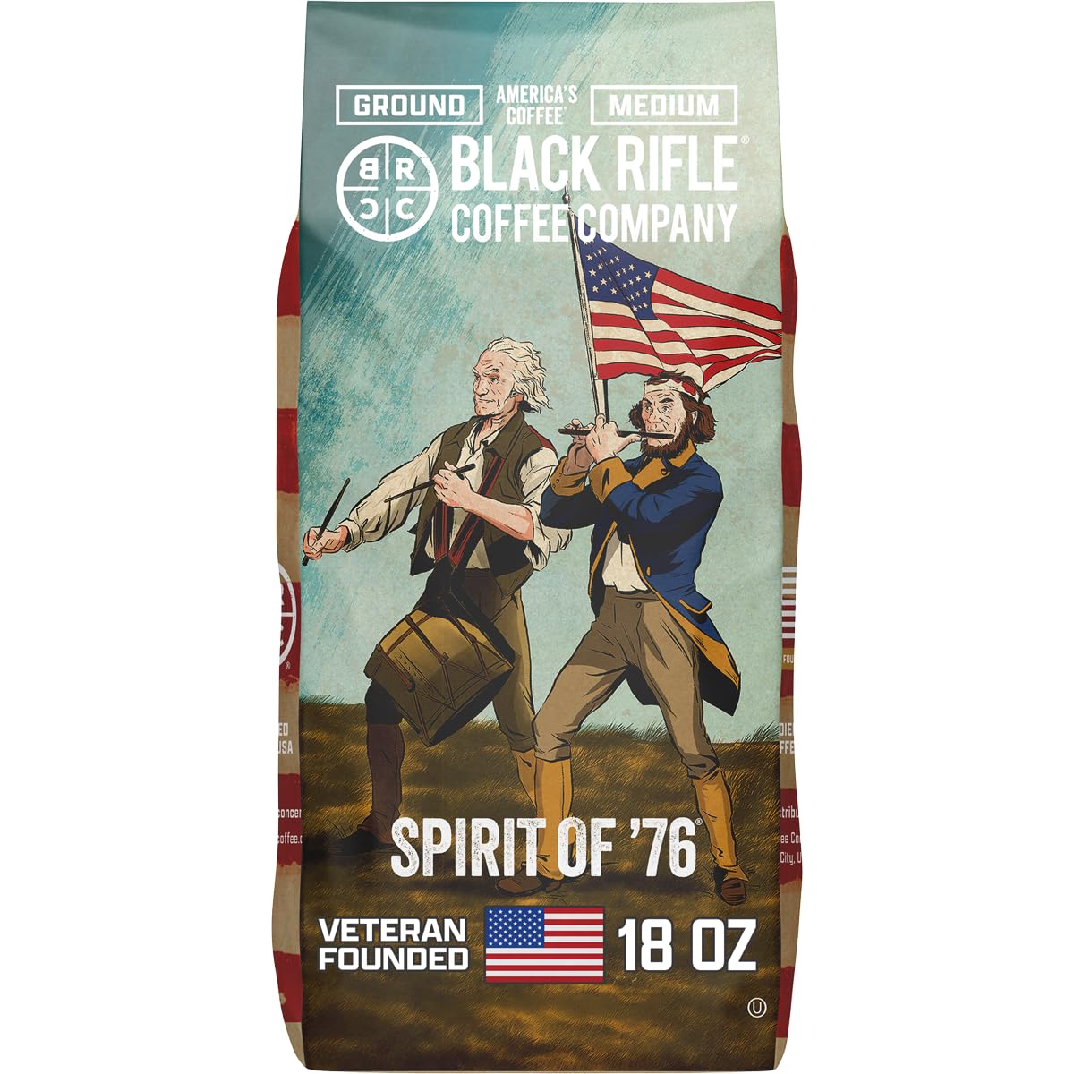 Black Rifle Coffee Company Just Black, 18oz Bag, Ground Coffee Medium Roast - Roasted Blend Made from Arabica Beans - Colombian & Brazilian Beans - Veteran Founded & American Made
