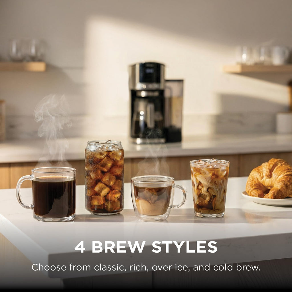 Ninja 12-Cup Programmable Coffee Brewer, 2 Brew Styles, Adjustable Warm Plate, 60oz Water Reservoir, Delay Brew - Black/Stainless Steel