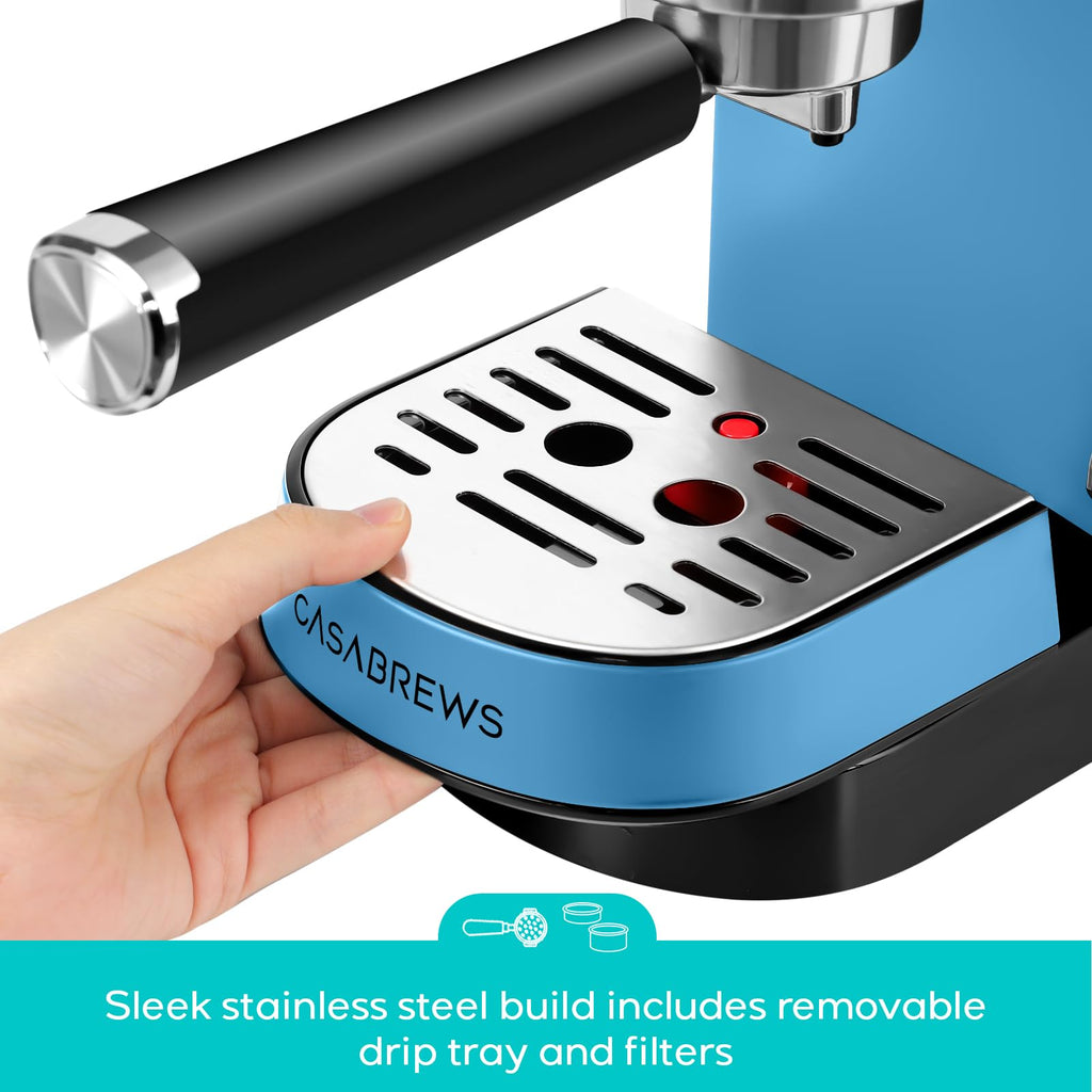 CASABREWS CM5418 Espresso Machine 20 Bar, Compact Espresso Maker with Steam Milk Frother, Stainless Steel Coffee Machine with 34oz Removable Water Tank for Cappuccino, Gift for Women or Men, Silver