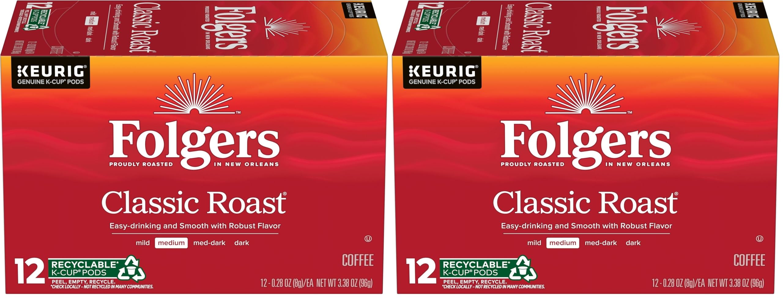 Folgers Black Silk, Dark Roast Coffee, Keurig K-Cup Pods, 12-Count Boxes (Pack of 6)