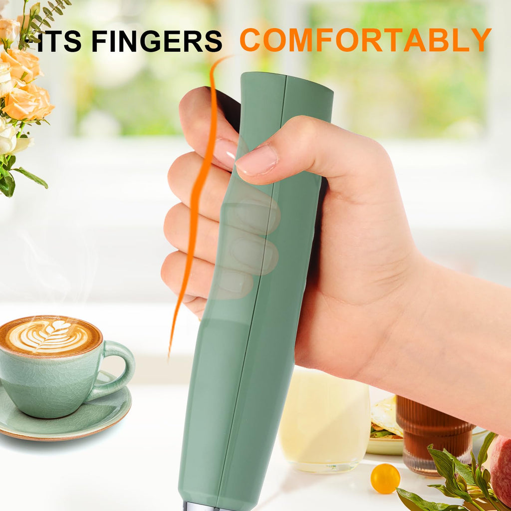 YUSWKO Black Handheld Milk Frother Wand for Coffee, Rechargeable Electric Whisk with 3 Heads 3 Speeds Drink Mixer Coffee Frother For Latte, Cappuccino, Hot Chocolate, Egg