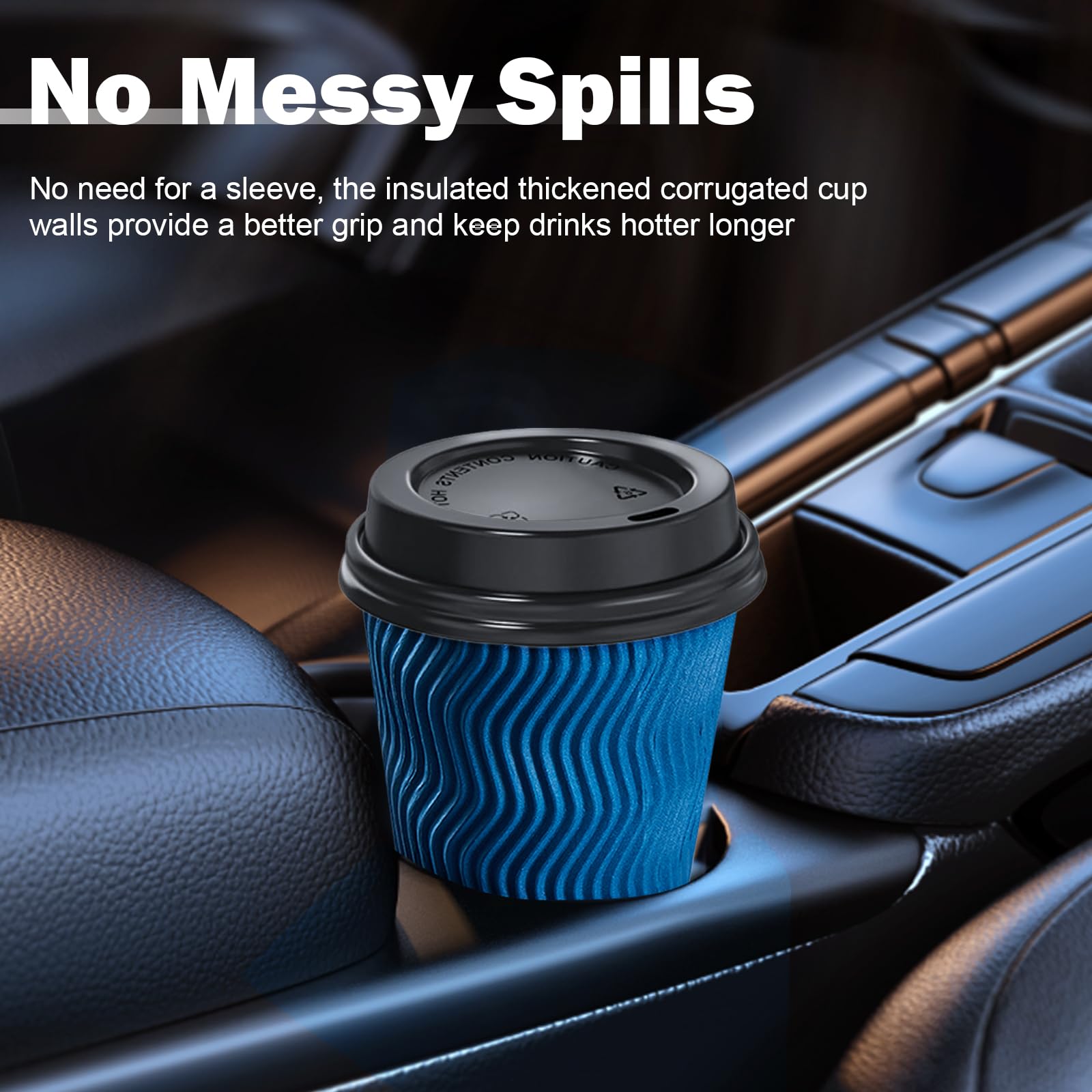 SIUQ 12 oz Coffee Cups-90 Pack Disposable Coffee Cups with Lids and Straws, Insulated Ripple Wall To Go Paper Coffee Cup for Coffee, Hot Chocolate and Hot Tea Drinks - Champagne