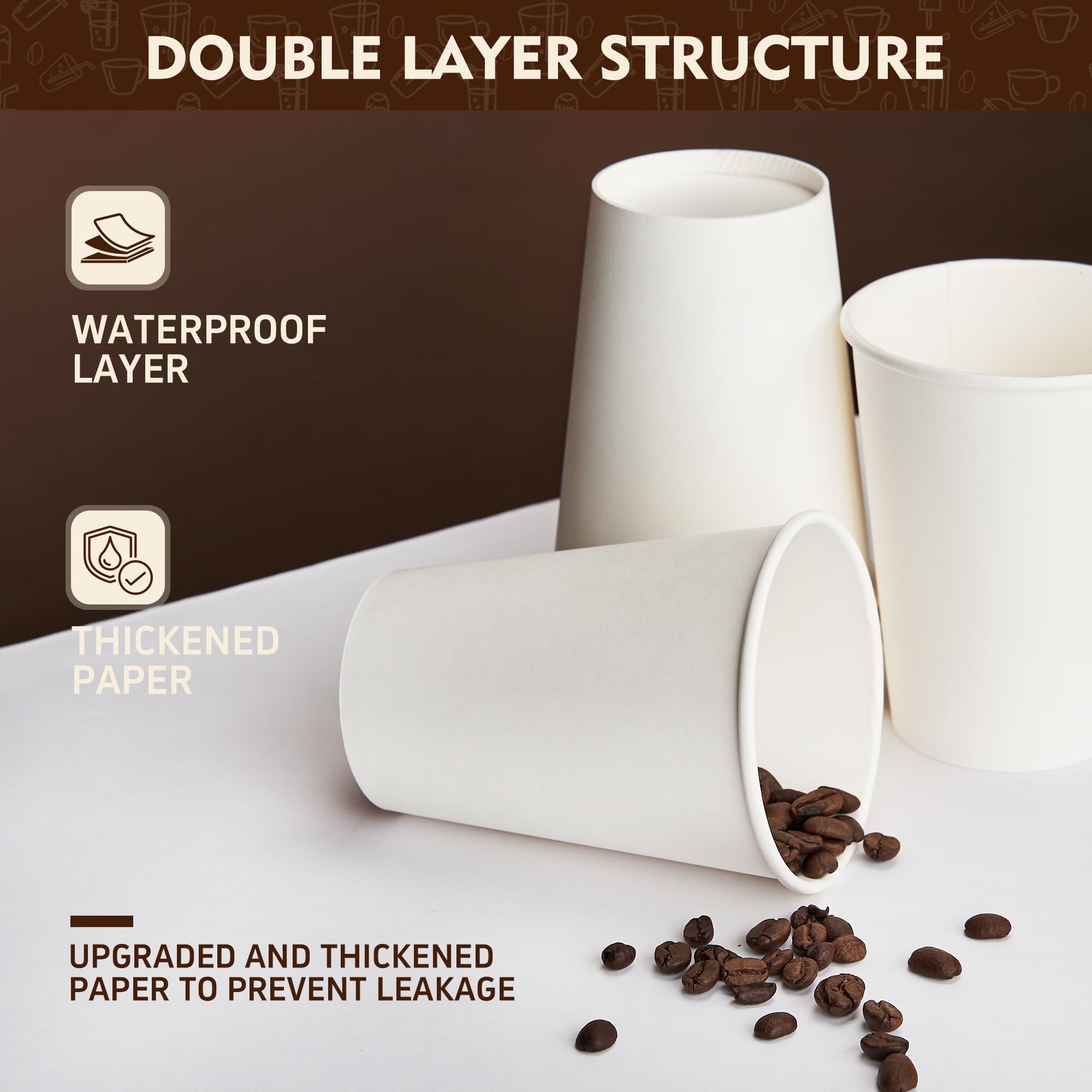 YEEHAW 100 Pack 16 oz Disposable Coffee Cups with Lids, Heat & Leak-proof Paper Cups, to Go Coffee Cups for Hot & Cold Beverage
