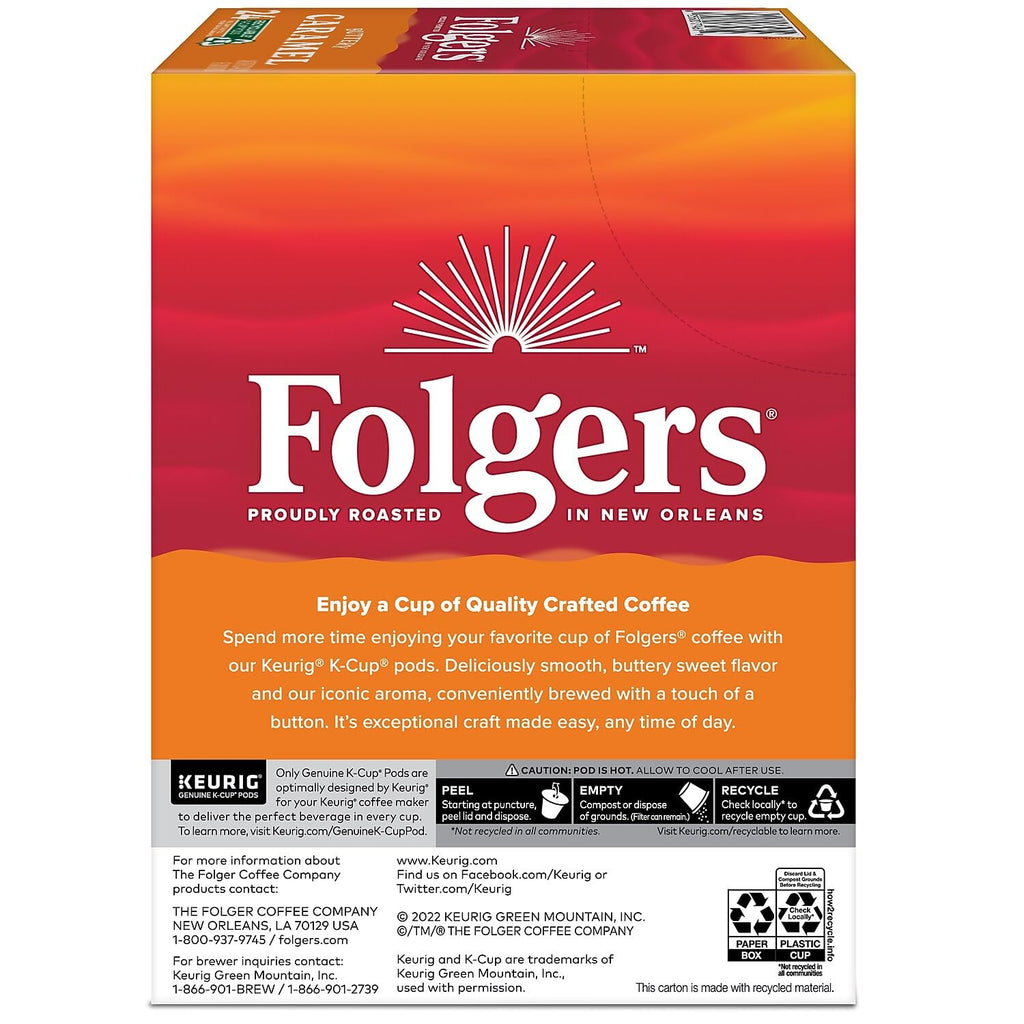 Folgers French Vanilla Artificially Flavored Coffee, Keurig K-Cup pods, 10 Count Box (Pack of 6)