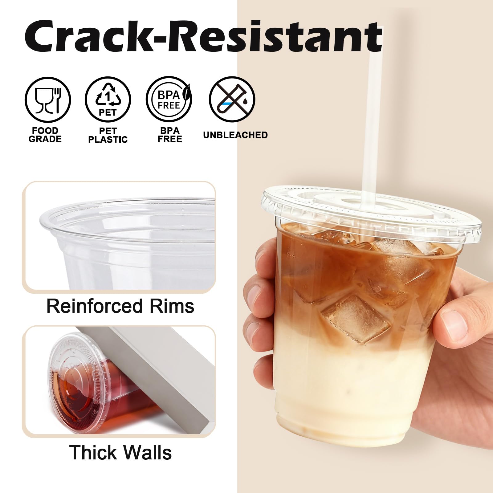 Lamosi 100 Pack 20 oz Clear Plastic Cups with Lids and Straws, Disposable Iced Coffee Cups with Lids for To-Go Cold Drinks, Smoothies and Slushie