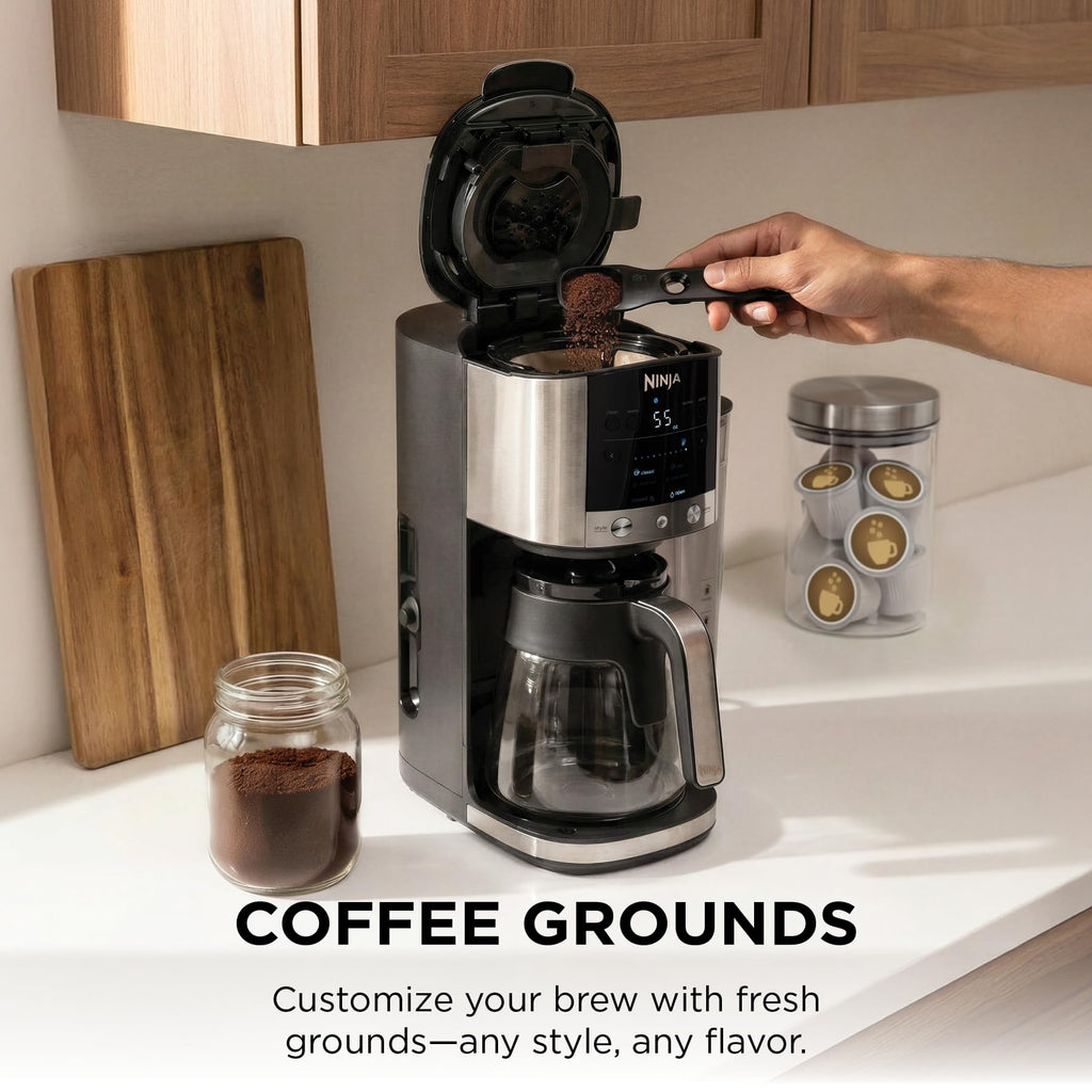Ninja 12-Cup Programmable Coffee Brewer, 2 Brew Styles, Adjustable Warm Plate, 60oz Water Reservoir, Delay Brew - Black/Stainless Steel