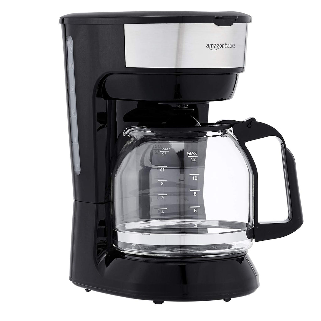 Amazon Basics 5 Cup Drip Coffee Maker with Glass Coffee Pot (0.8 Qt), Auto Shut-off, Auto Pause, Removable Filter Basket, Matte Black