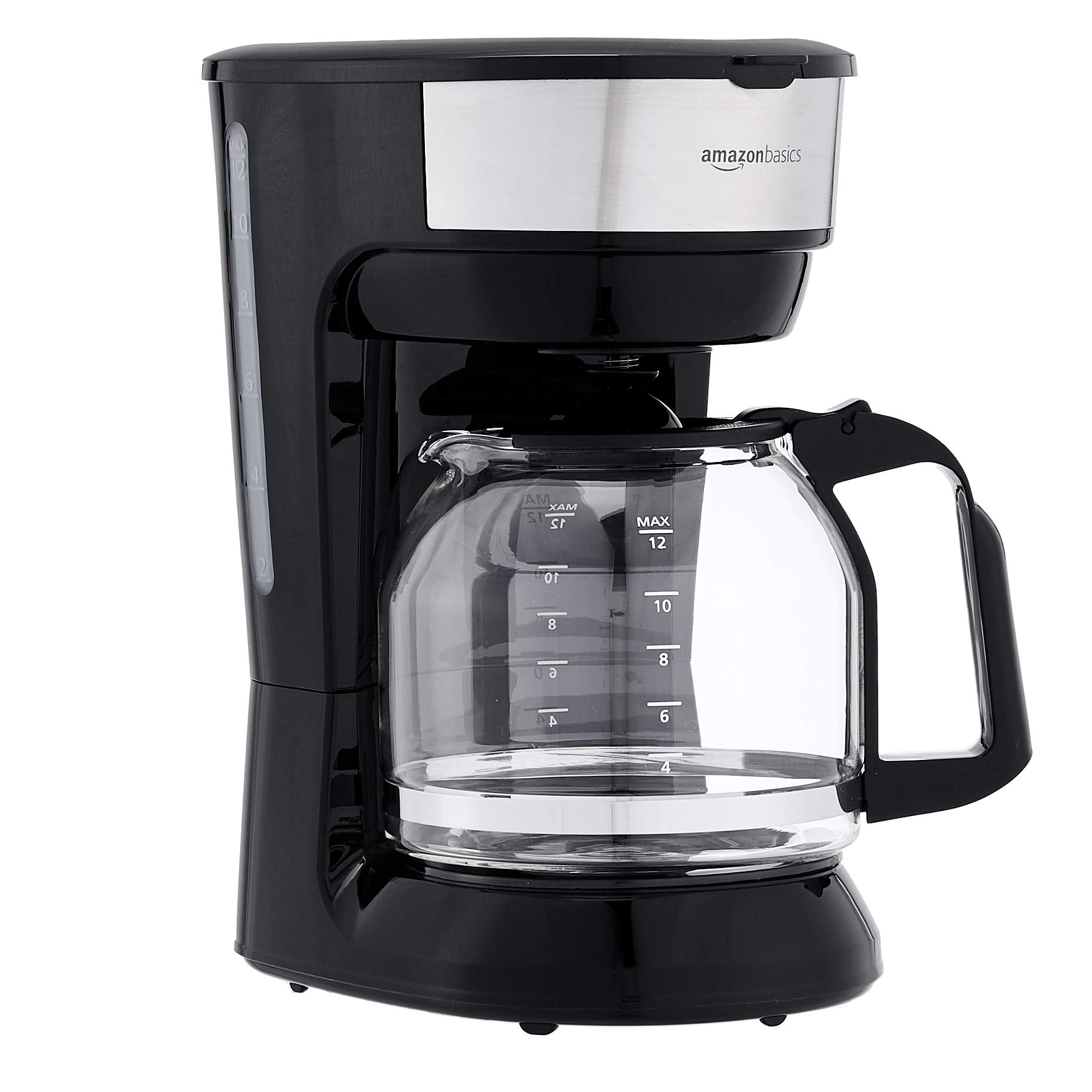 Amazon Basics 5 Cup Drip Coffee Maker with Glass Coffee Pot (0.8 Qt), Auto Shut-off, Auto Pause, Removable Filter Basket, Matte Black
