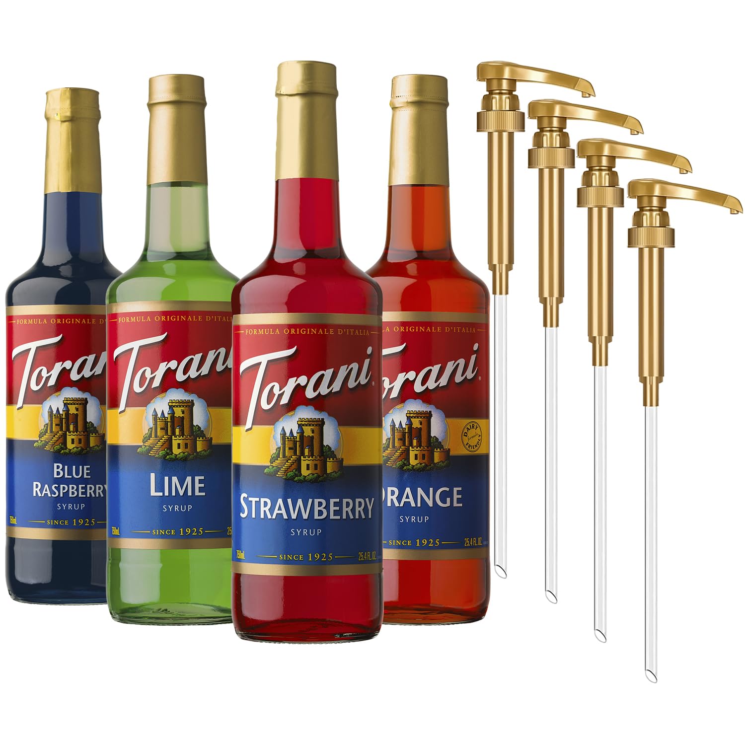 Torani Variety Pack Caramel, French Vanilla, Vanilla & Hazelnut, 25.4 Ounces (Pack of 4)