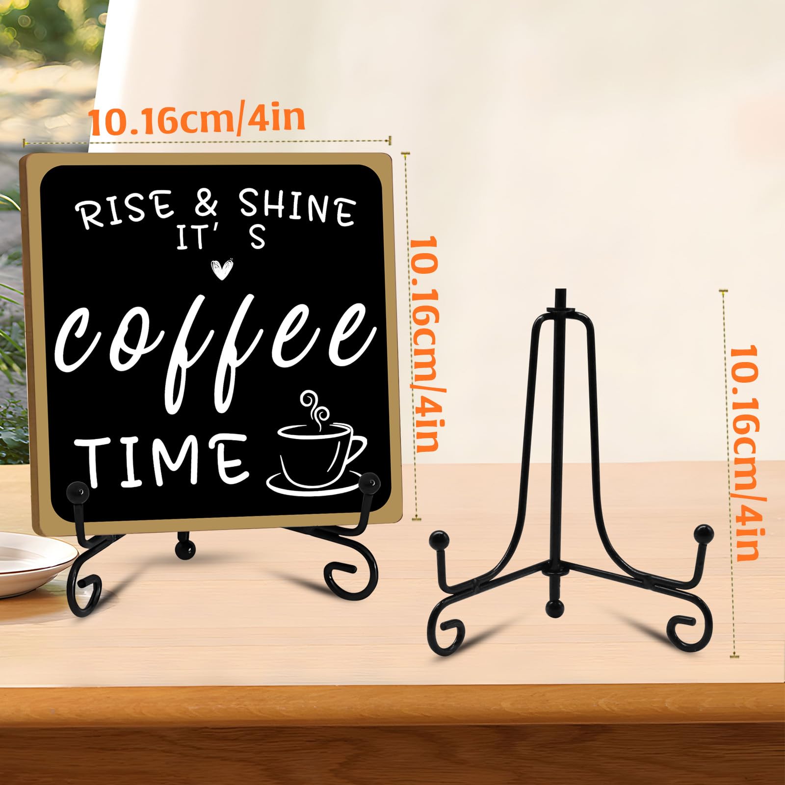 Wooden Coffee Bar Sign Coffee Bar Decor, Coffee Bar Decorations Black and White with Iron Stand Bar Tabletop Shelf Accessories, Coffee Signs Decors for Coffee Station Home Farmhouse Kitchen & Office