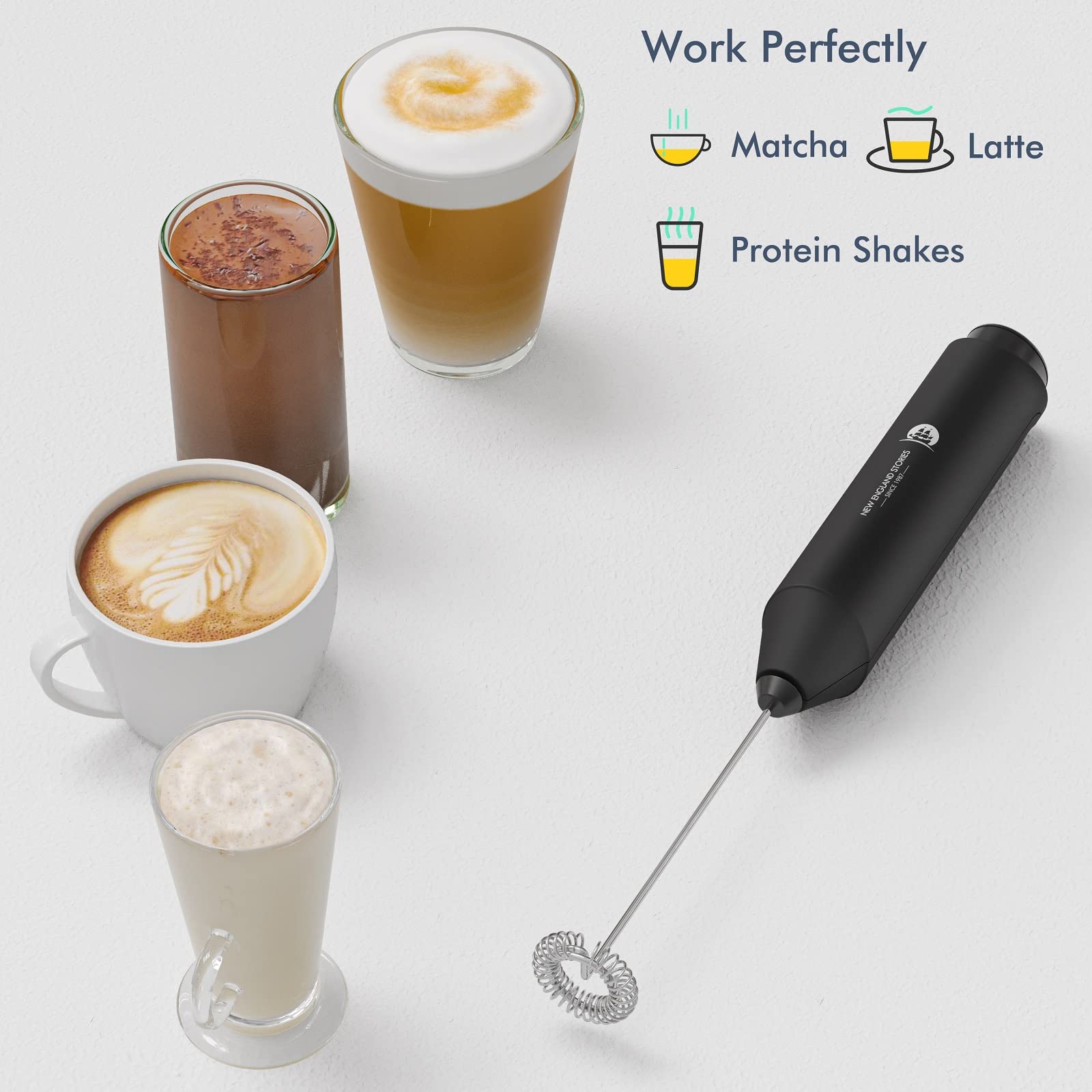 Powerful Milk Frother Handheld Foam Maker, Mini Whisk Drink Mixer for Coffee, Cappuccino, Latte, Matcha, Hot Chocolate, No Stand, Green