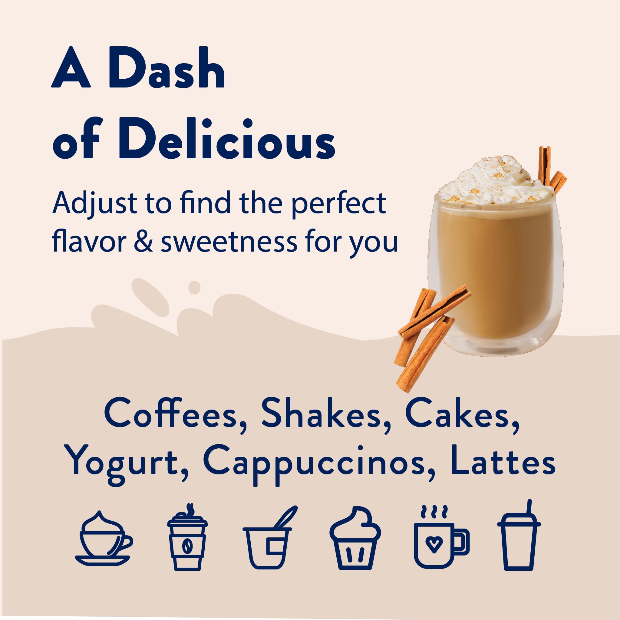 Jordan's Skinny Mixes Sugar Free Coffee Syrup, Cinnamon Dolce Coffee Flavoring Syrup, Naturally Sweetened Zero Calorie Drink Mix, Lattes, Baking or Protein Shake, Dairy & Gluten Free, 12.7 Fl Oz
