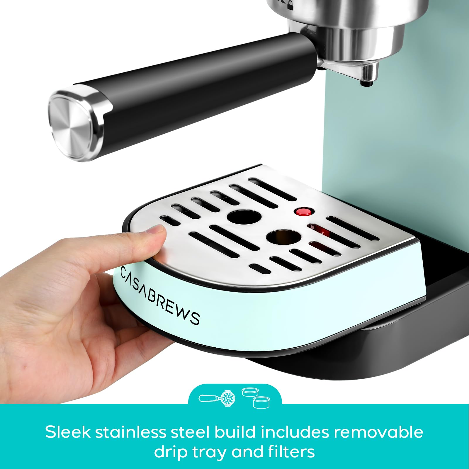 CASABREWS CM5418 Espresso Machine 20 Bar, Compact Espresso Maker with Steam Milk Frother, Stainless Steel Coffee Machine with 34oz Removable Water Tank for Cappuccino, Gift for Women or Men, Silver