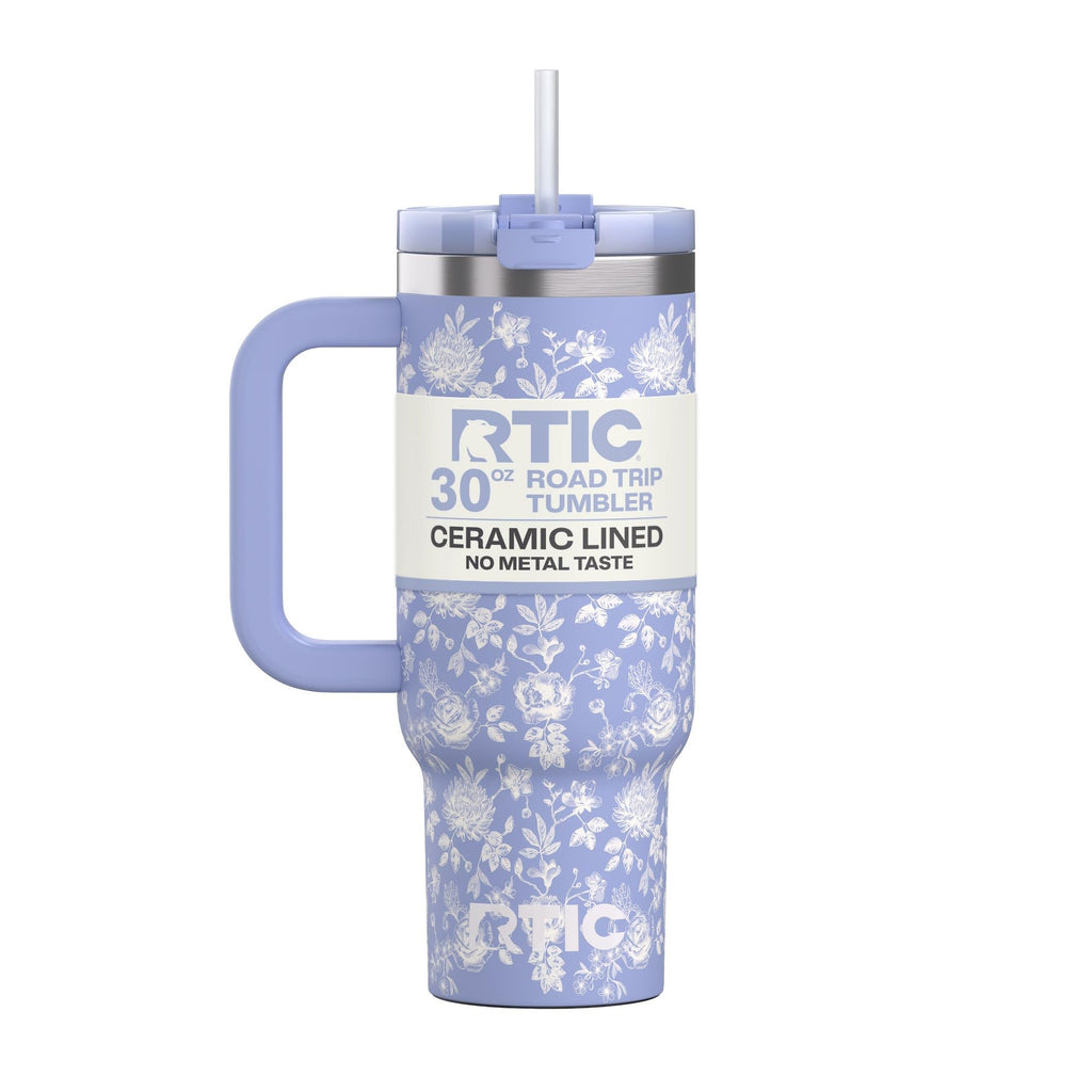 RTIC 40 oz Road Trip Tumbler Double-Walled Cermaic Lined Insulated Stainless Steel Portable Travel Coffee Mug Cup with Lid, Handle and Straw, Trailblazer