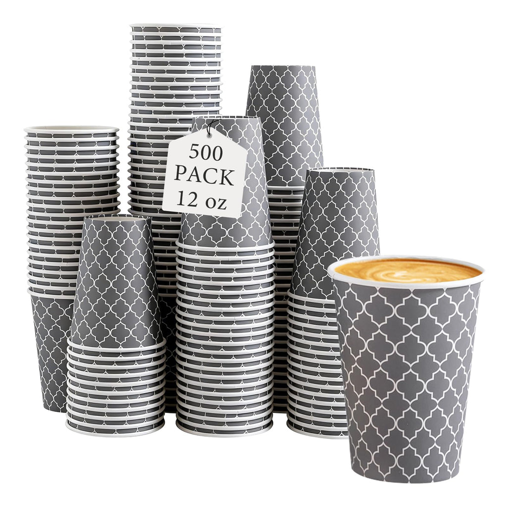 Lamosi Coffee Cups 12 oz 180 Pack, Disposable Paper Coffee Cups, Disposable Cups,12 oz Hot Cup,12oz Paper Insulated Cup for Cold Hot Drinks (No Lids)