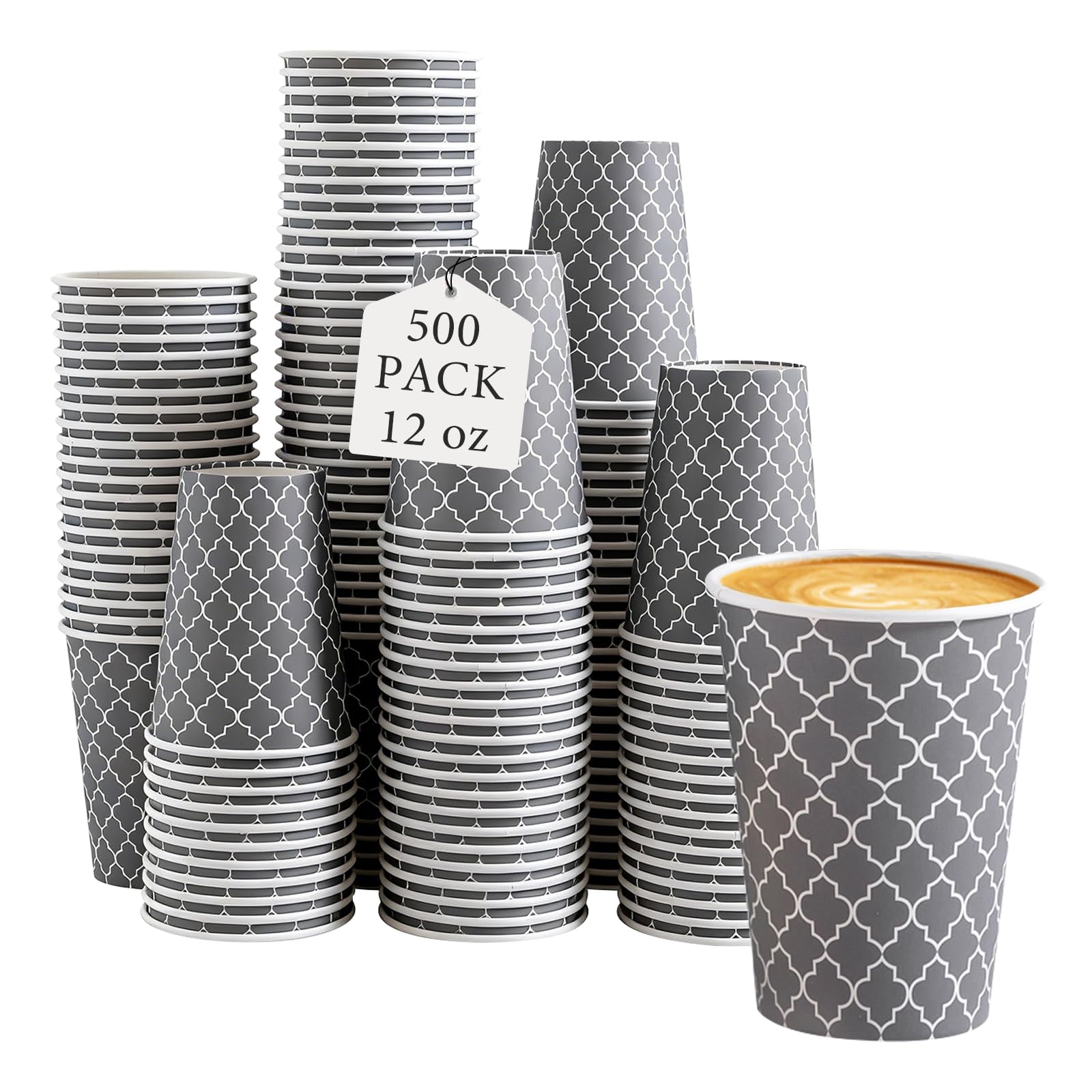 Lamosi Coffee Cups 12 oz 180 Pack, Disposable Paper Coffee Cups, Disposable Cups,12 oz Hot Cup,12oz Paper Insulated Cup for Cold Hot Drinks (No Lids)