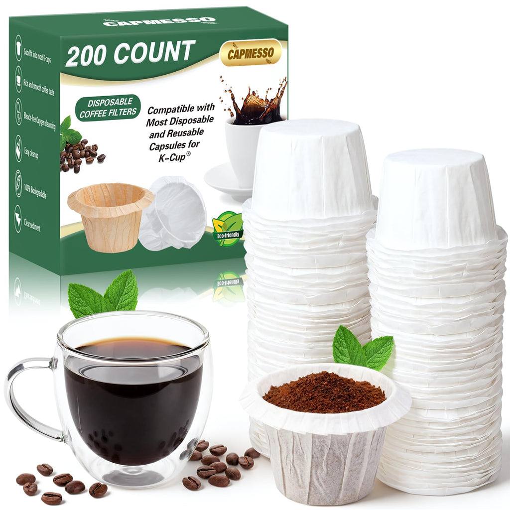 CAPMESSO Disposable Coffee Paper Filters Replacement Keurg Filter Compatible with Reusable Single Serve Pods Keurg Coffee Maker-300 Count (Natural)