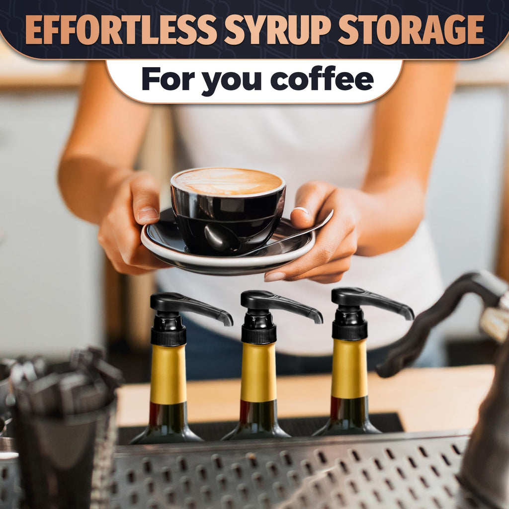 4 Pcs Coffee Syrup Pump Dispenser - Works as Skinny and Torani Syrup Pump - Fits Various 25.4 oz Bottles, Precise Dispensing 0.3oz & Lockable Design, Easy to Use & Clean, Ideal for Liquids