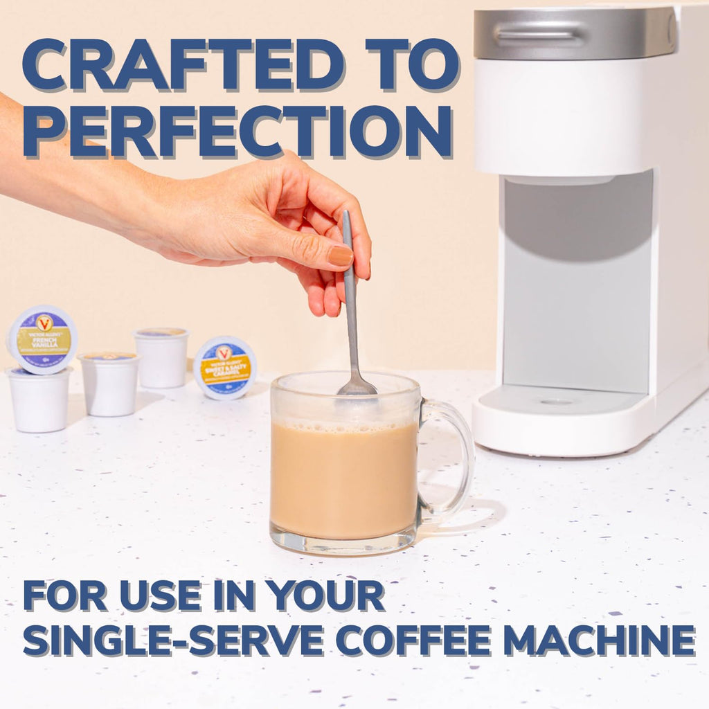 Victor Allen's Coffee White Chocolate Caramel Flavored Cappuccino, 42 Count, Single Serve Cups for Keurig K-Cup Brewers