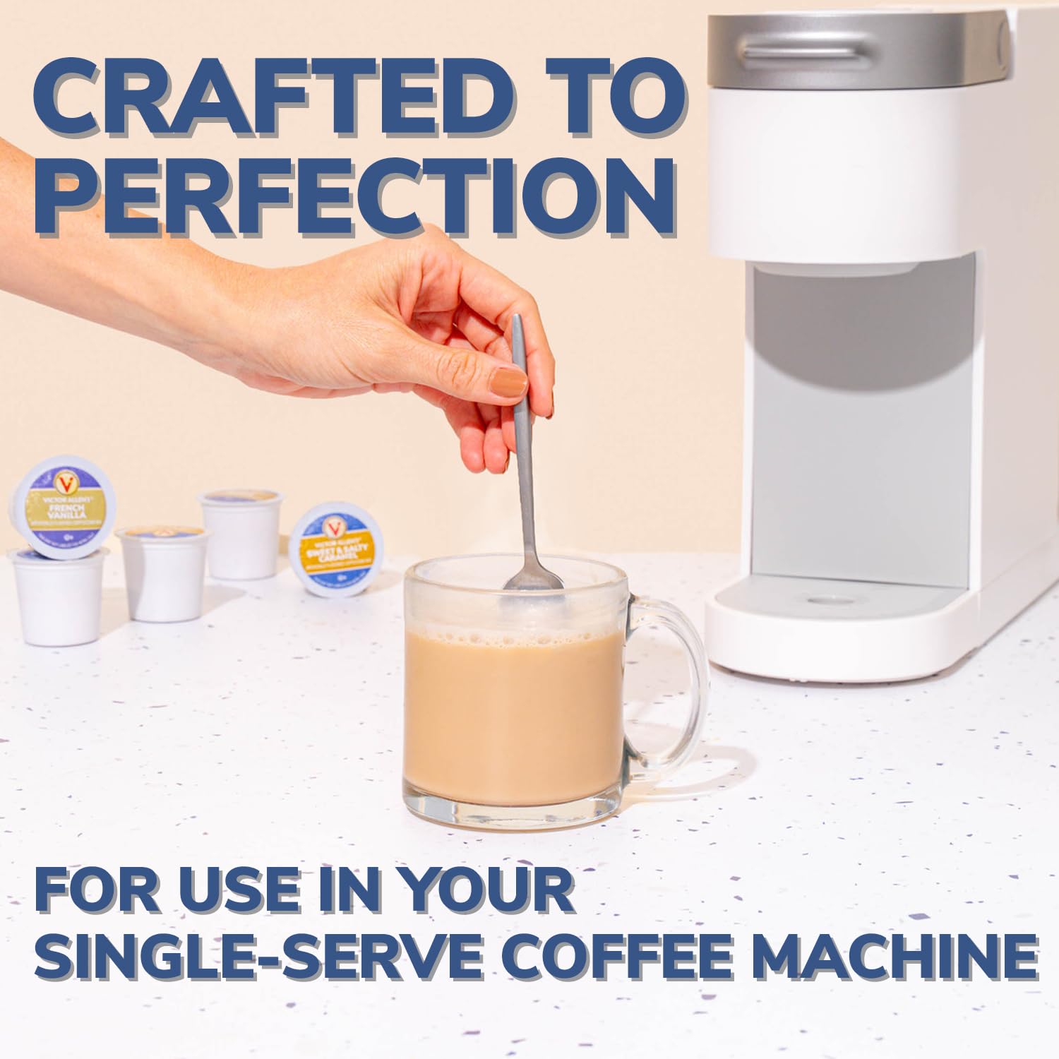 Victor Allen's Coffee White Chocolate Caramel Flavored Cappuccino, 42 Count, Single Serve Cups for Keurig K-Cup Brewers