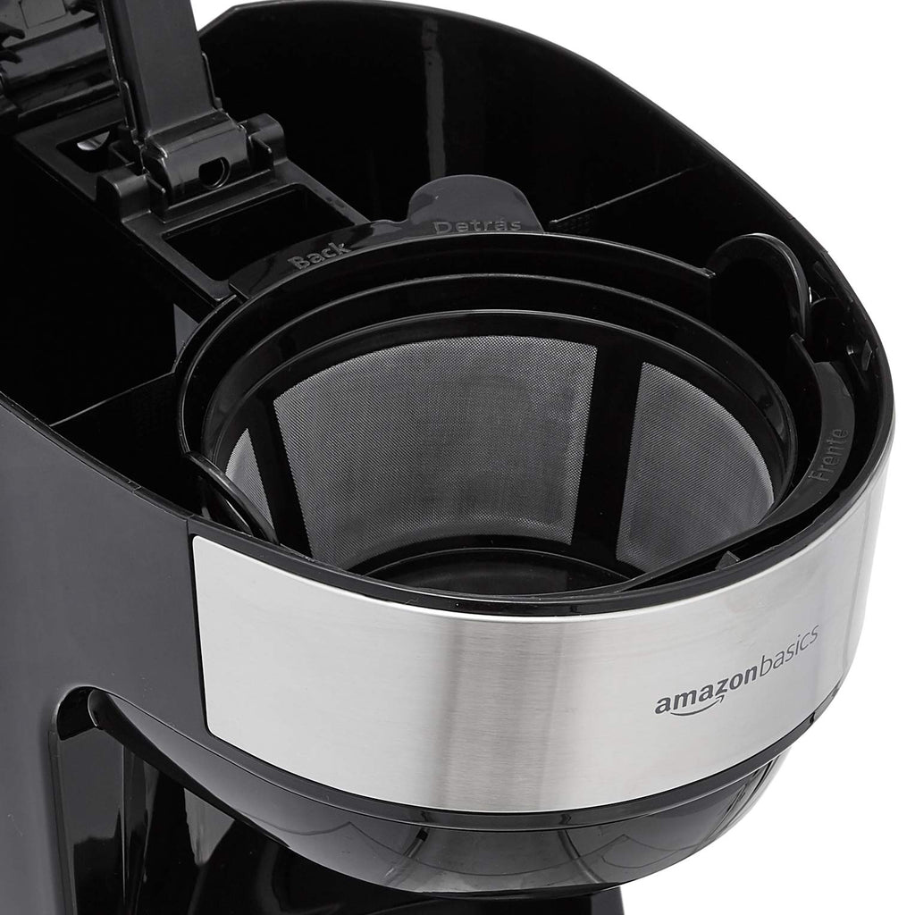 Amazon Basics 5 Cup Drip Coffee Maker with Glass Coffee Pot (0.8 Qt), Auto Shut-off, Auto Pause, Removable Filter Basket, Matte Black